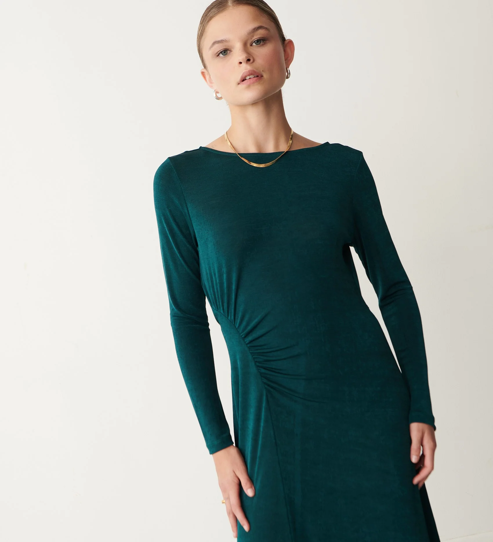 Nyra Green Jersey Midi Dress - Image 4