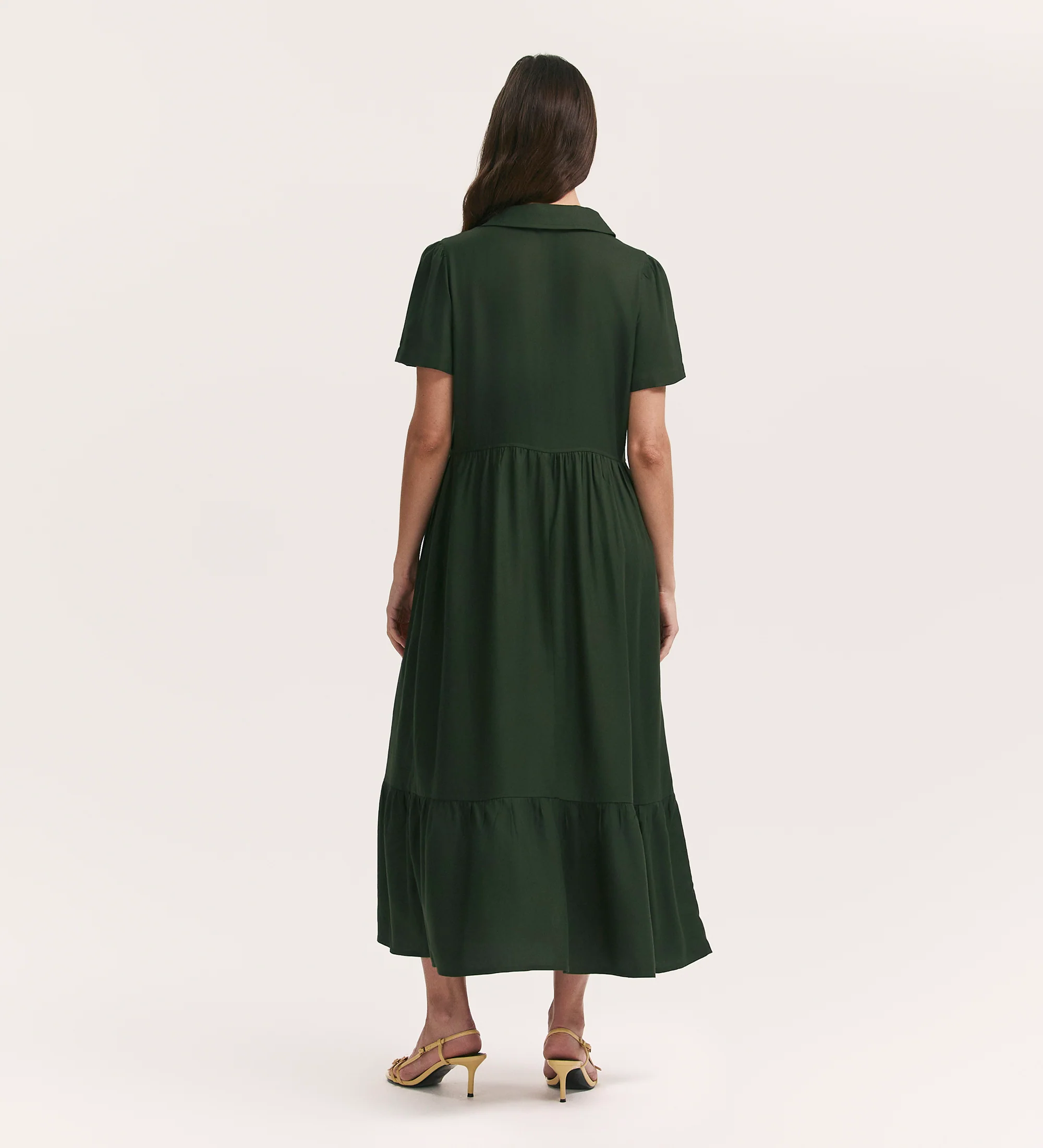 Orion Dark Khaki Zip Front Midi Shirt Dress - Image 4