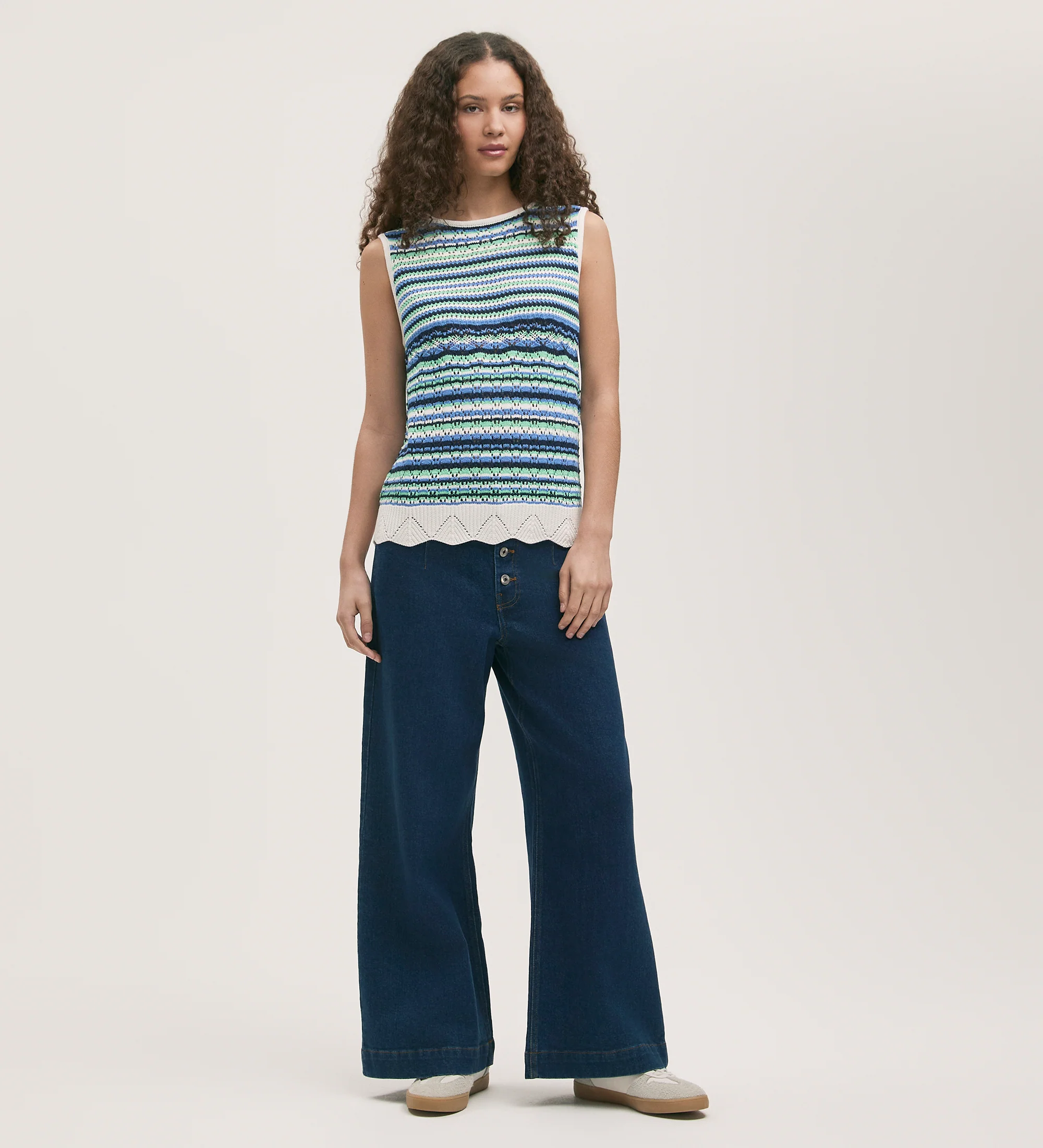 Porsha Blue Stripe Crochet Vest - Image 2