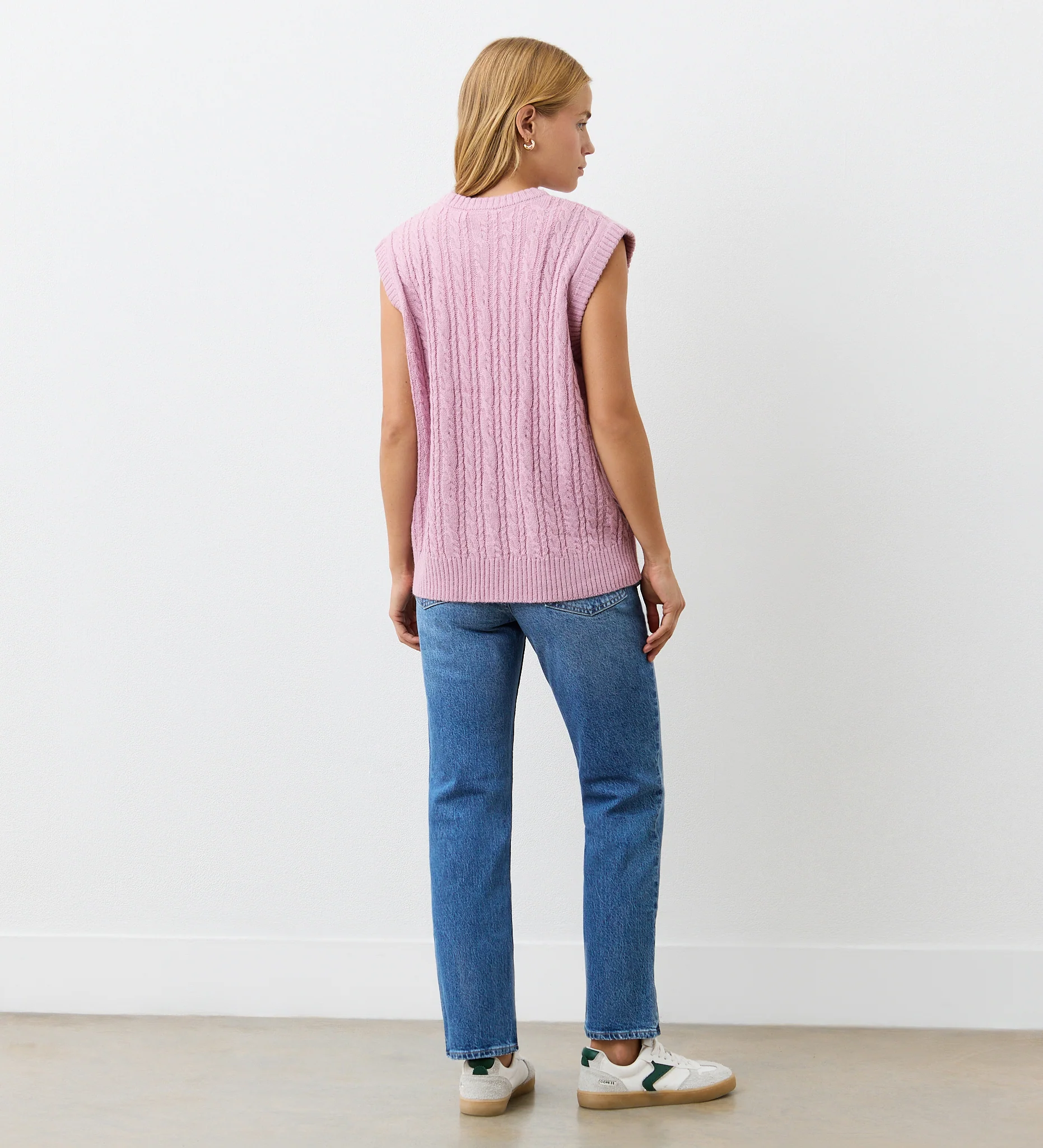 Primrose Pale Pink Crew Neck Knitted Vest - Image 6