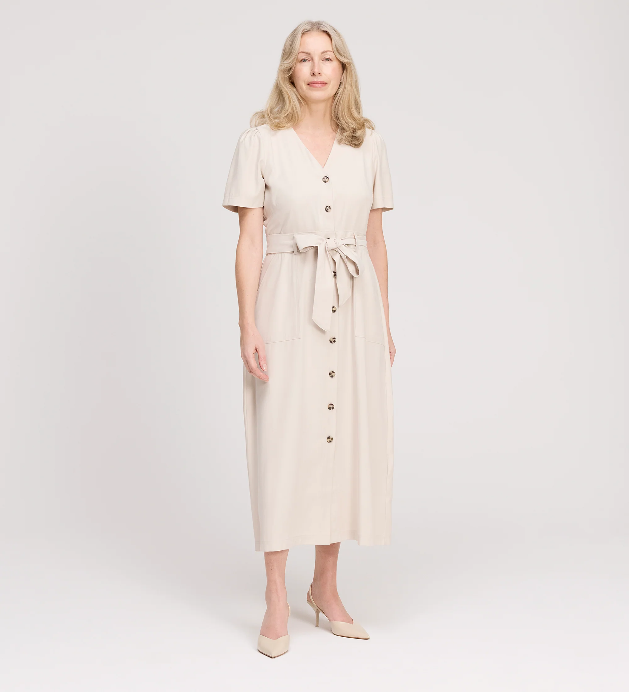 Priscilla Stone Cupro Midi Dress - Image 3