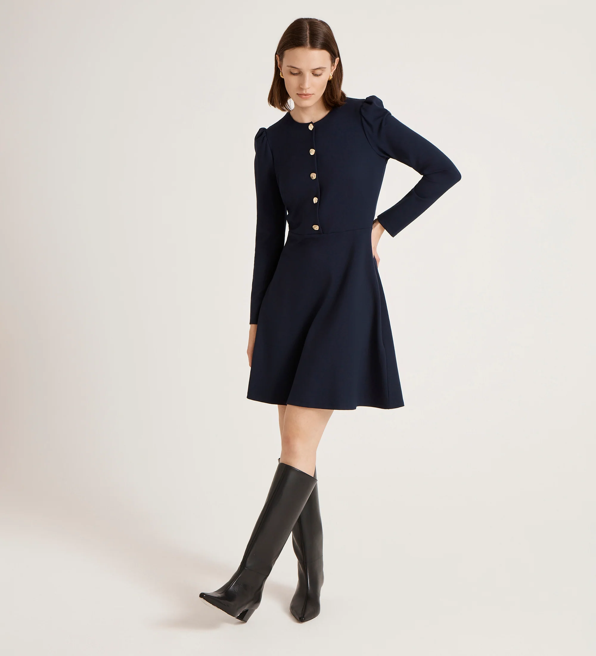 Rae Navy Ponte Jersey Short Dress - Image 4