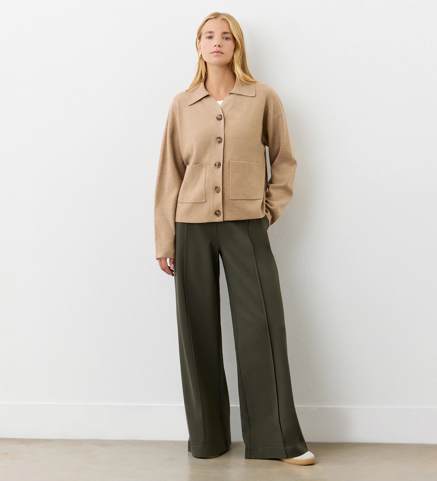 Raegan Beige Button Front Cardigan - Image 2