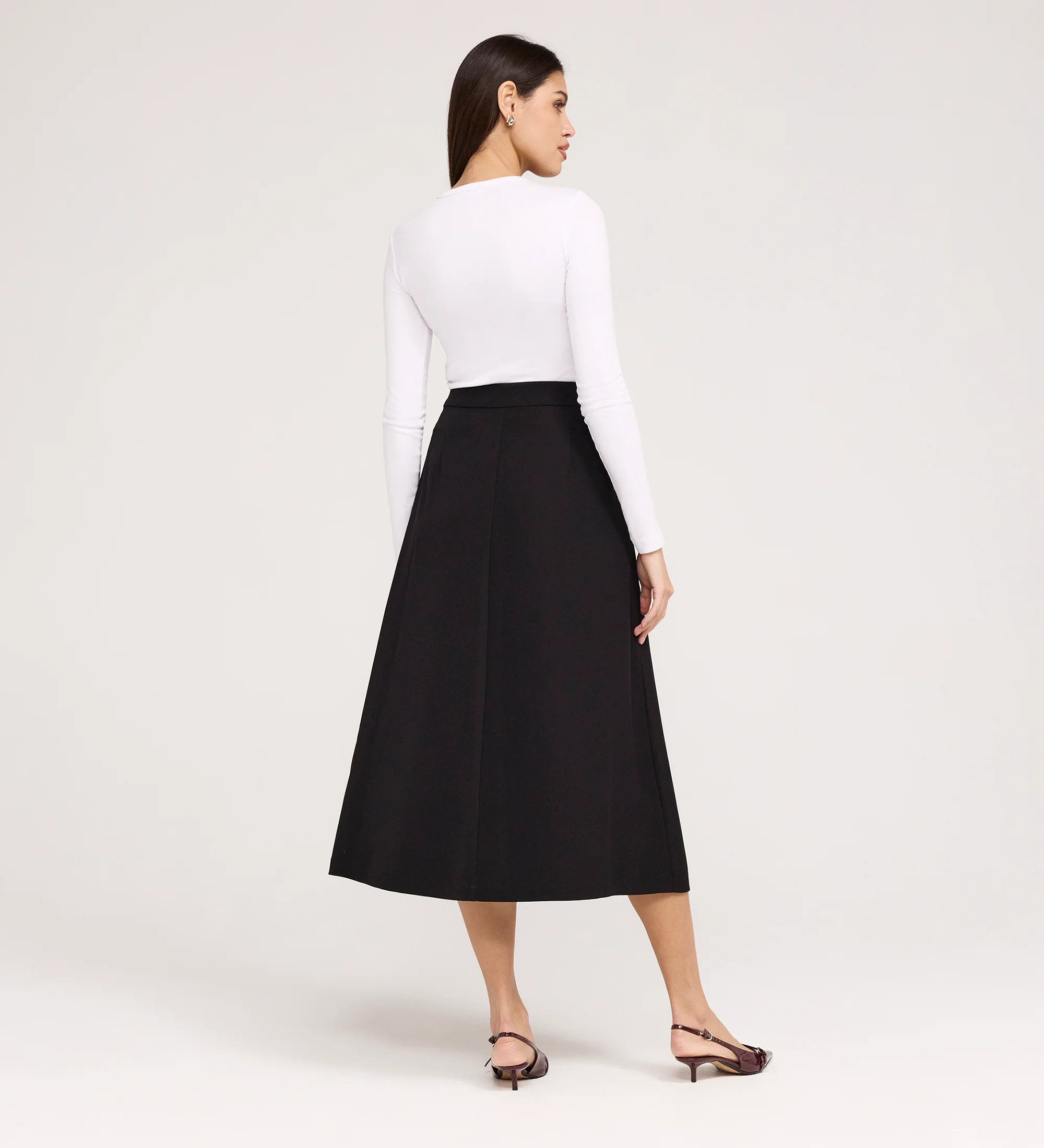 Ramona Black Gaberdine Twill Midi Skirt - Image 5