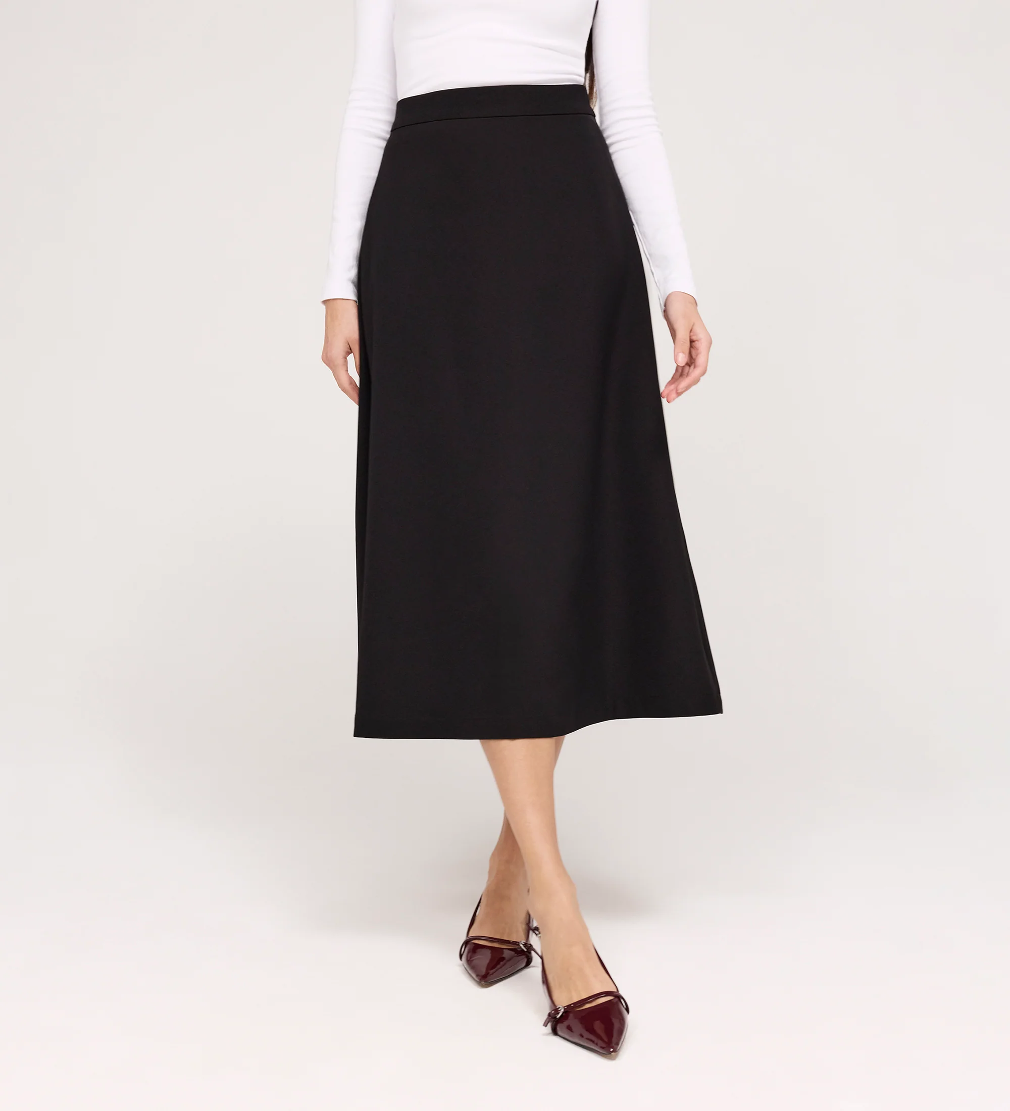 Ramona Black Rich Crepe Midi Skirt - Image 4
