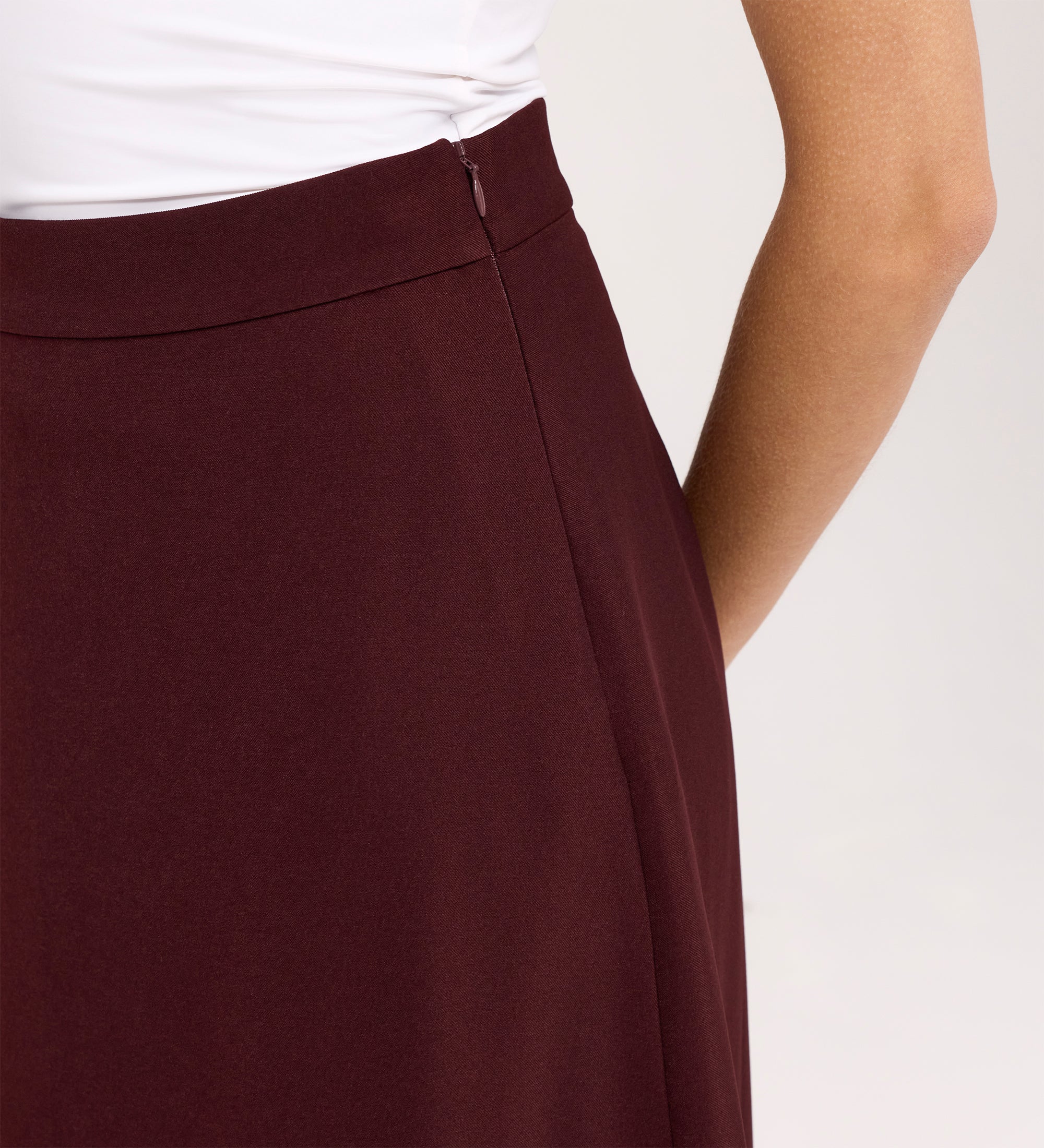 Ramona Burgundy Gaberdine Twill Midi Skirt - Image 3