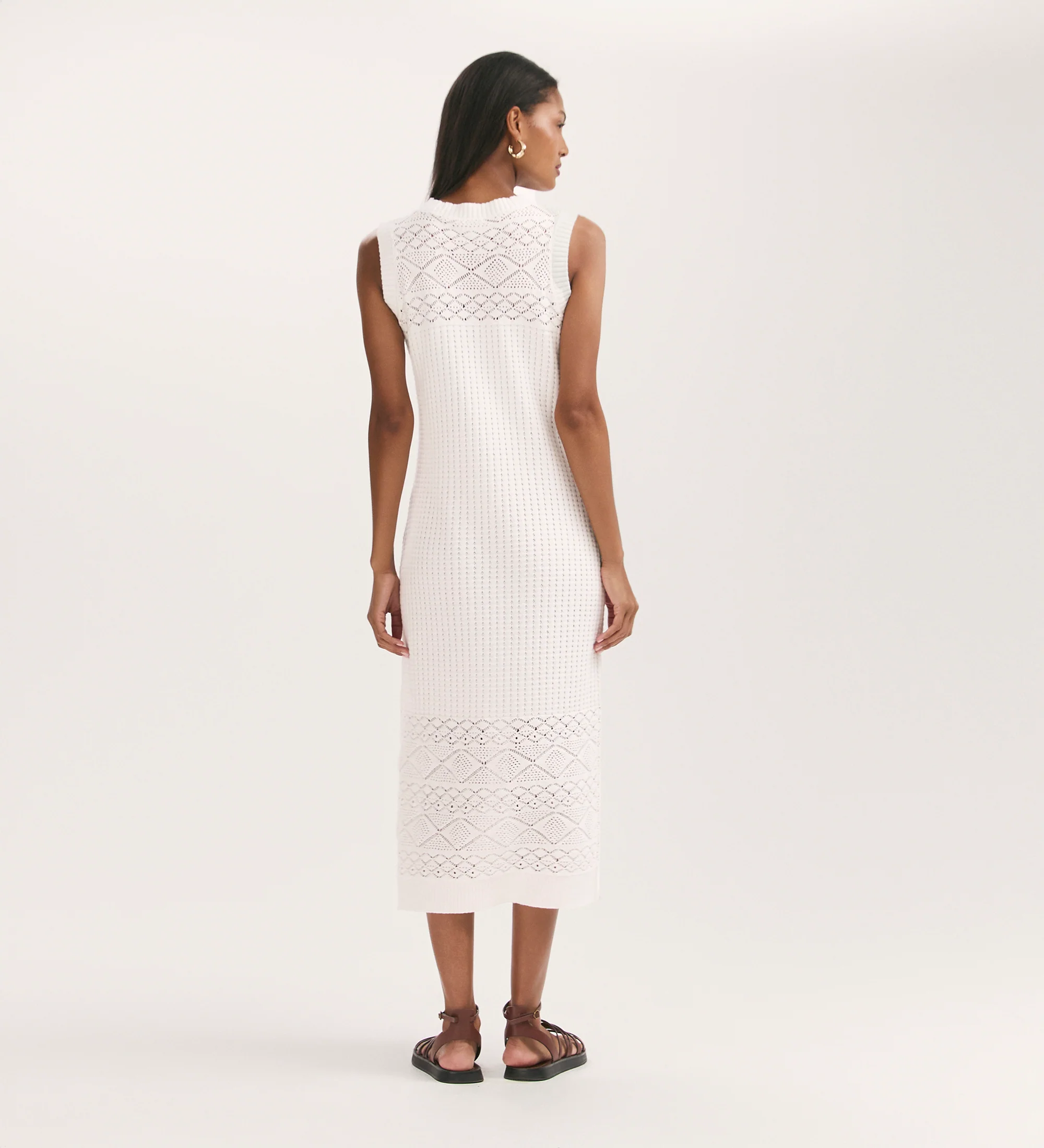 Ravi Cream Sleeveless Knitted Midi Dress - Image 4