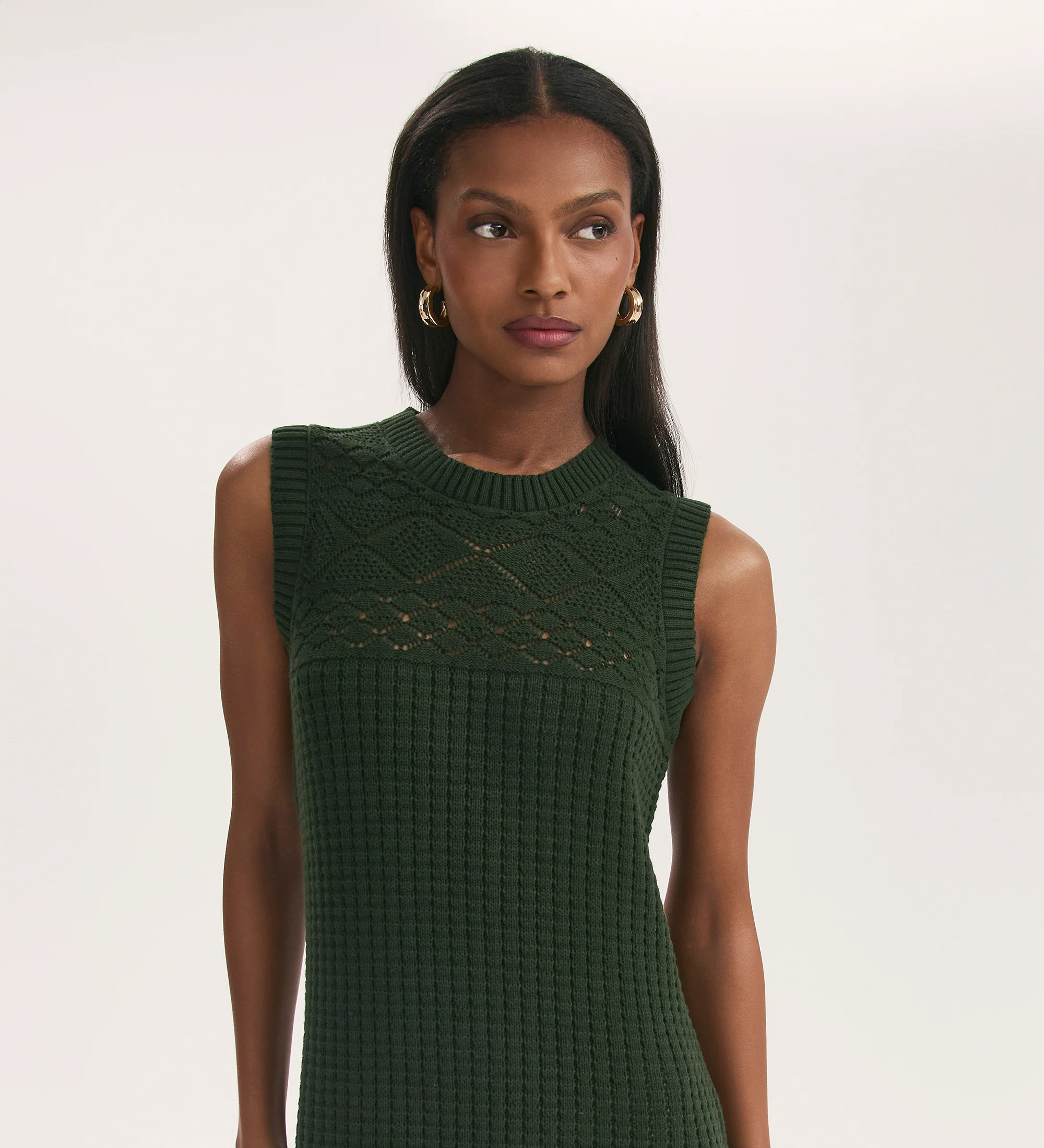 Ravi Khaki Sleeveless Knitted Midi Dress - Image 2