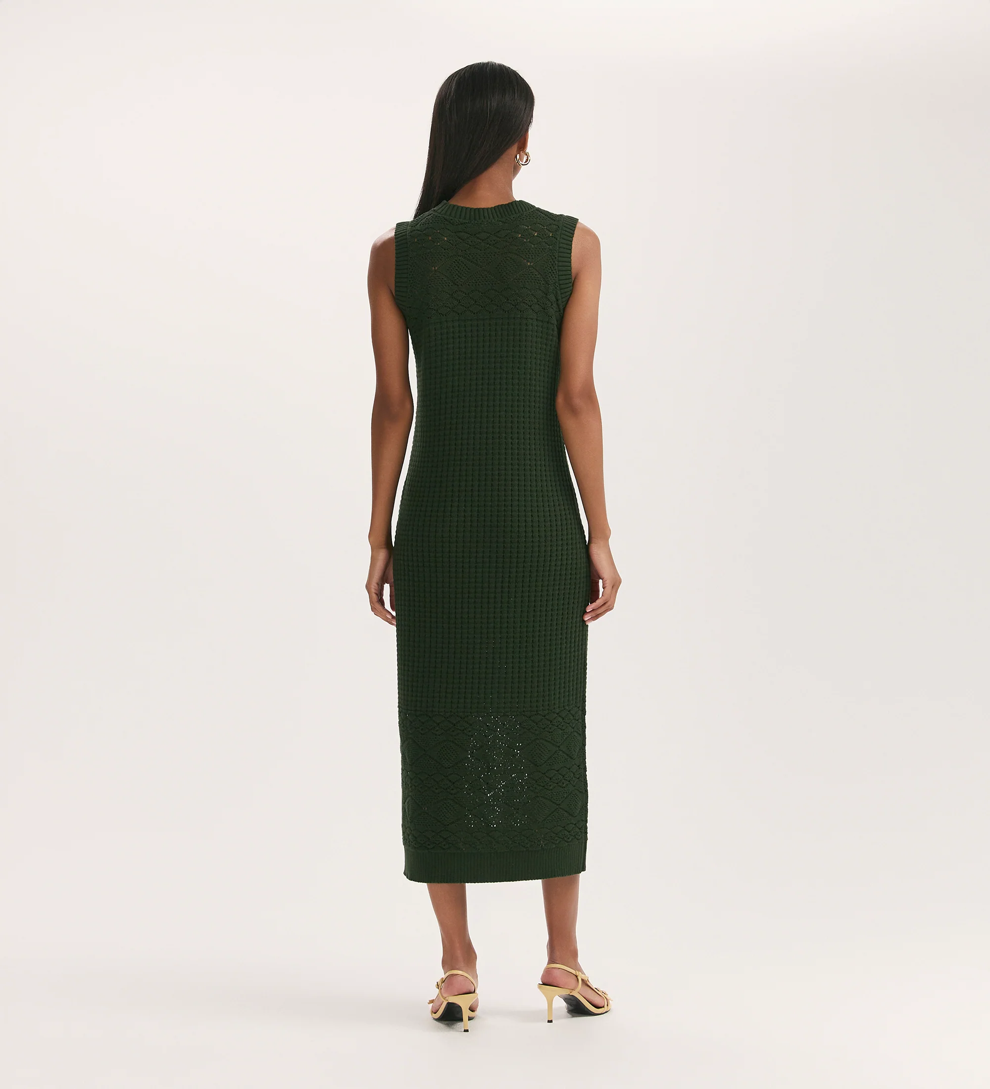Ravi Khaki Sleeveless Knitted Midi Dress - Image 4