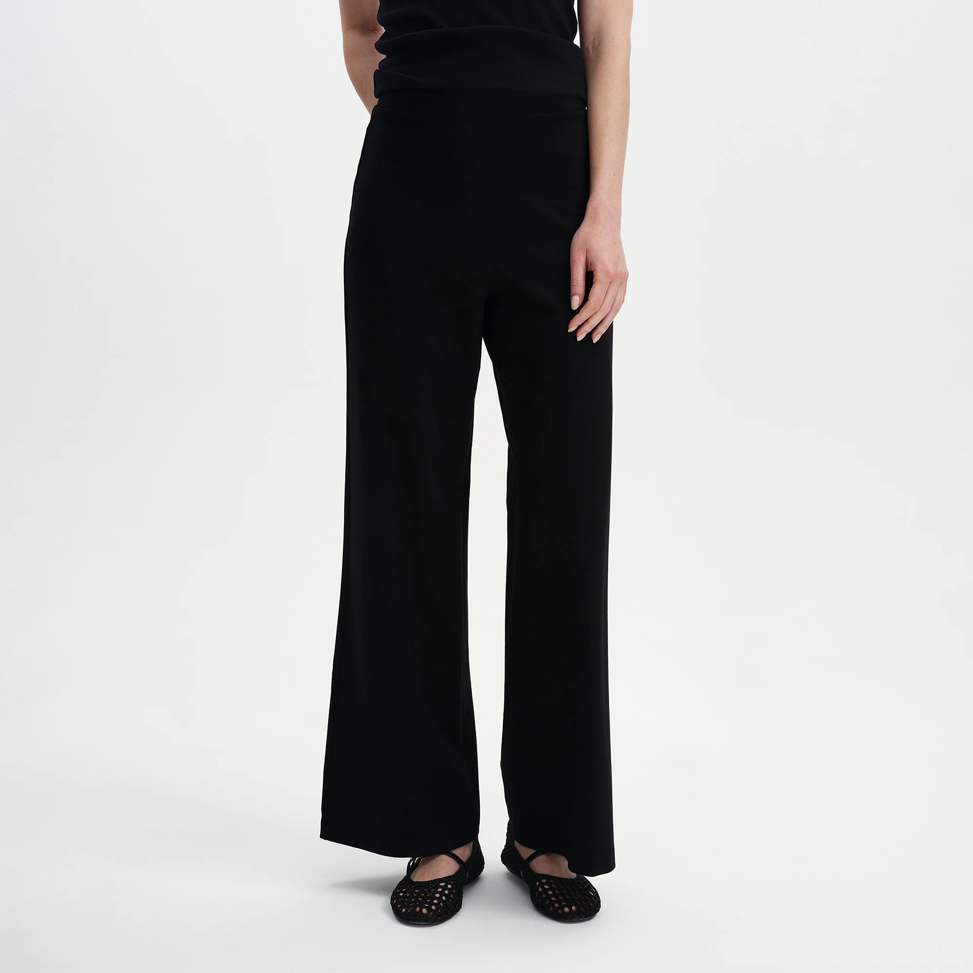 Reyna Black Ponte Jersey Wide Leg Trousers - Image 2