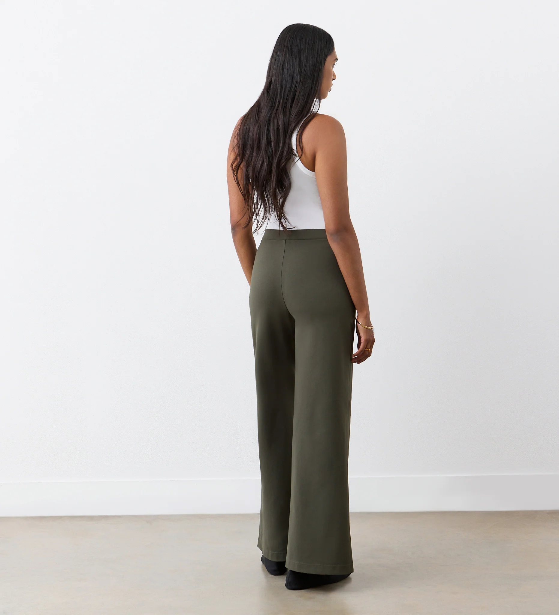 Reyna Khaki Ponte Jersey Wide Leg Trousers - Image 4