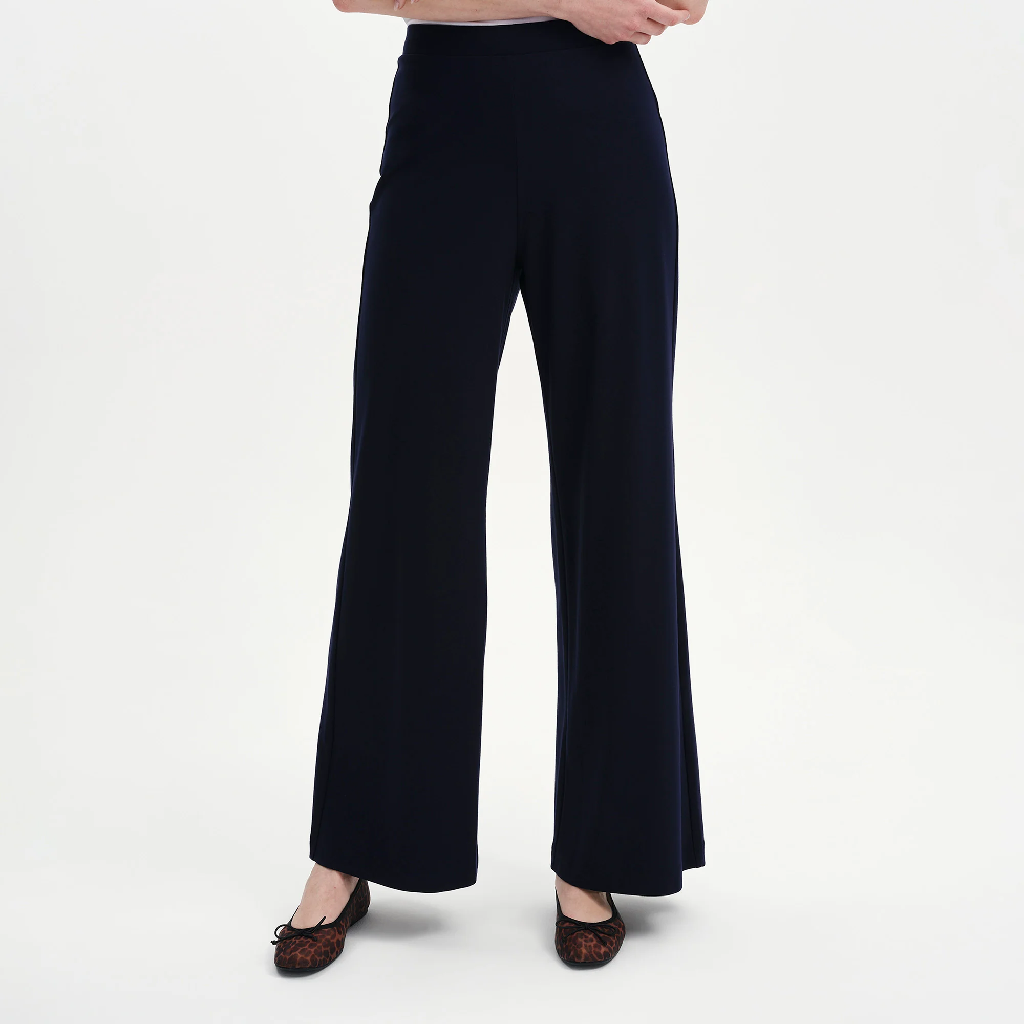 Reyna Navy Ponte Jersey Wide Leg Trousers - Image 3