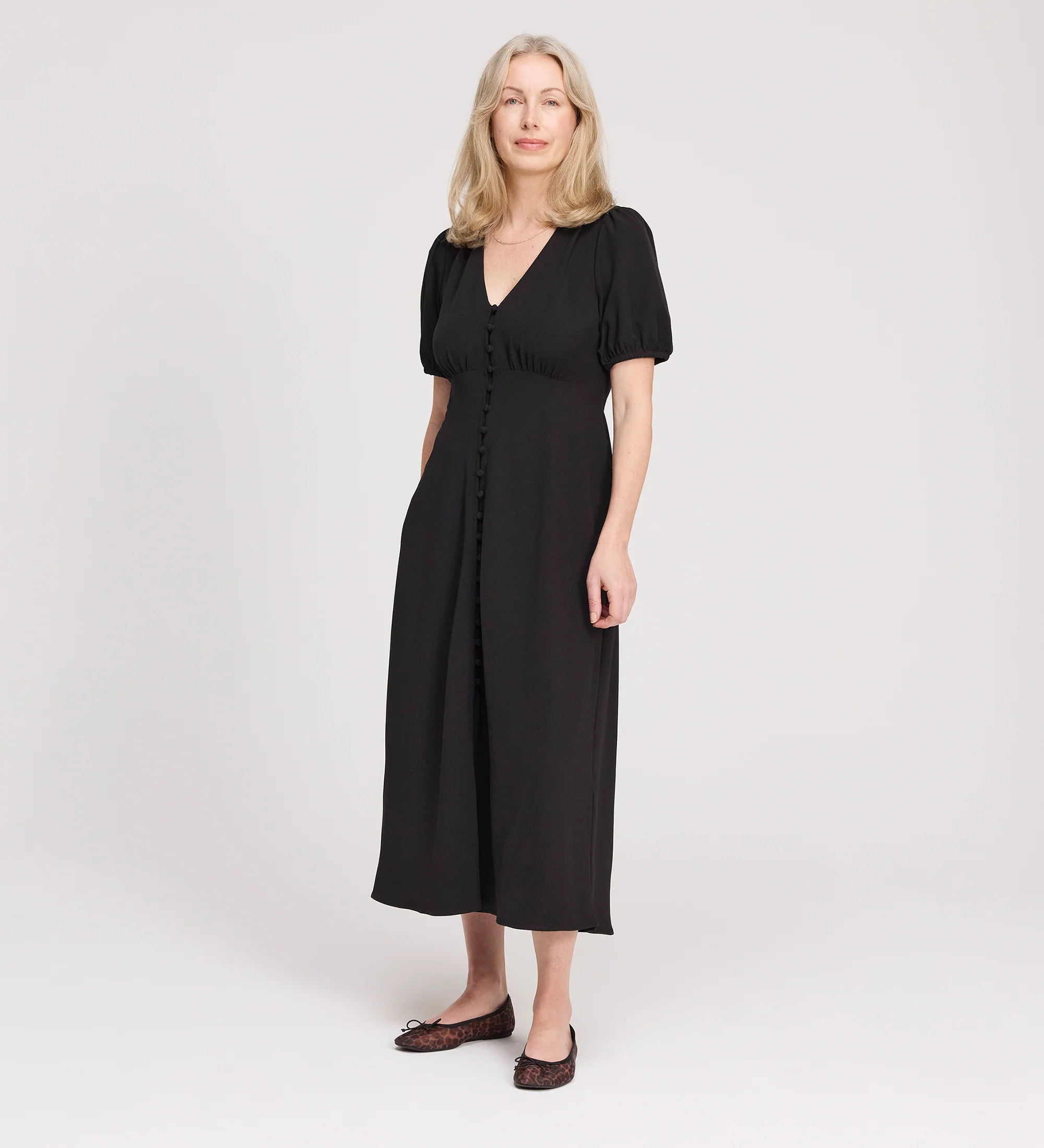 Robyn Black Button Through Midi Dress - Image 3