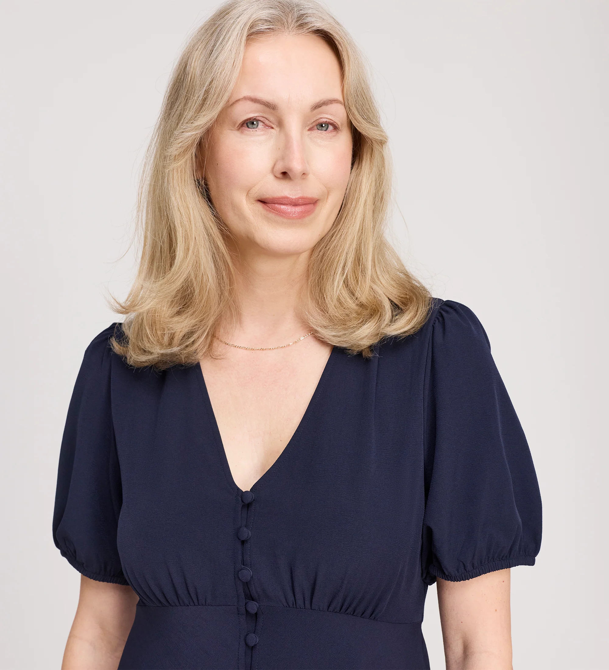 Robyn Navy Button Through Midi Dress - Image 2