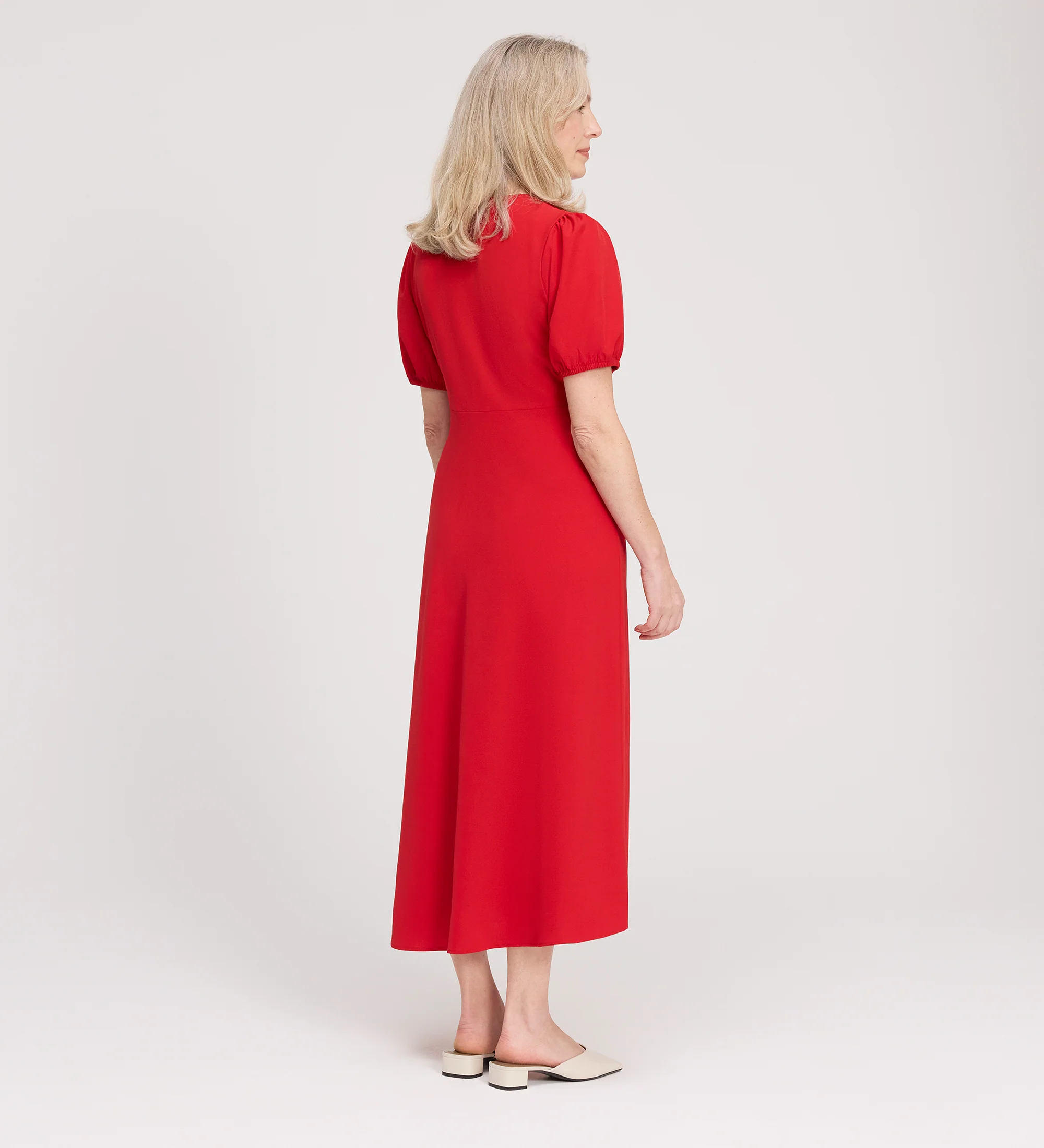 Robyn Red Button Through Midi Dress - Image 4