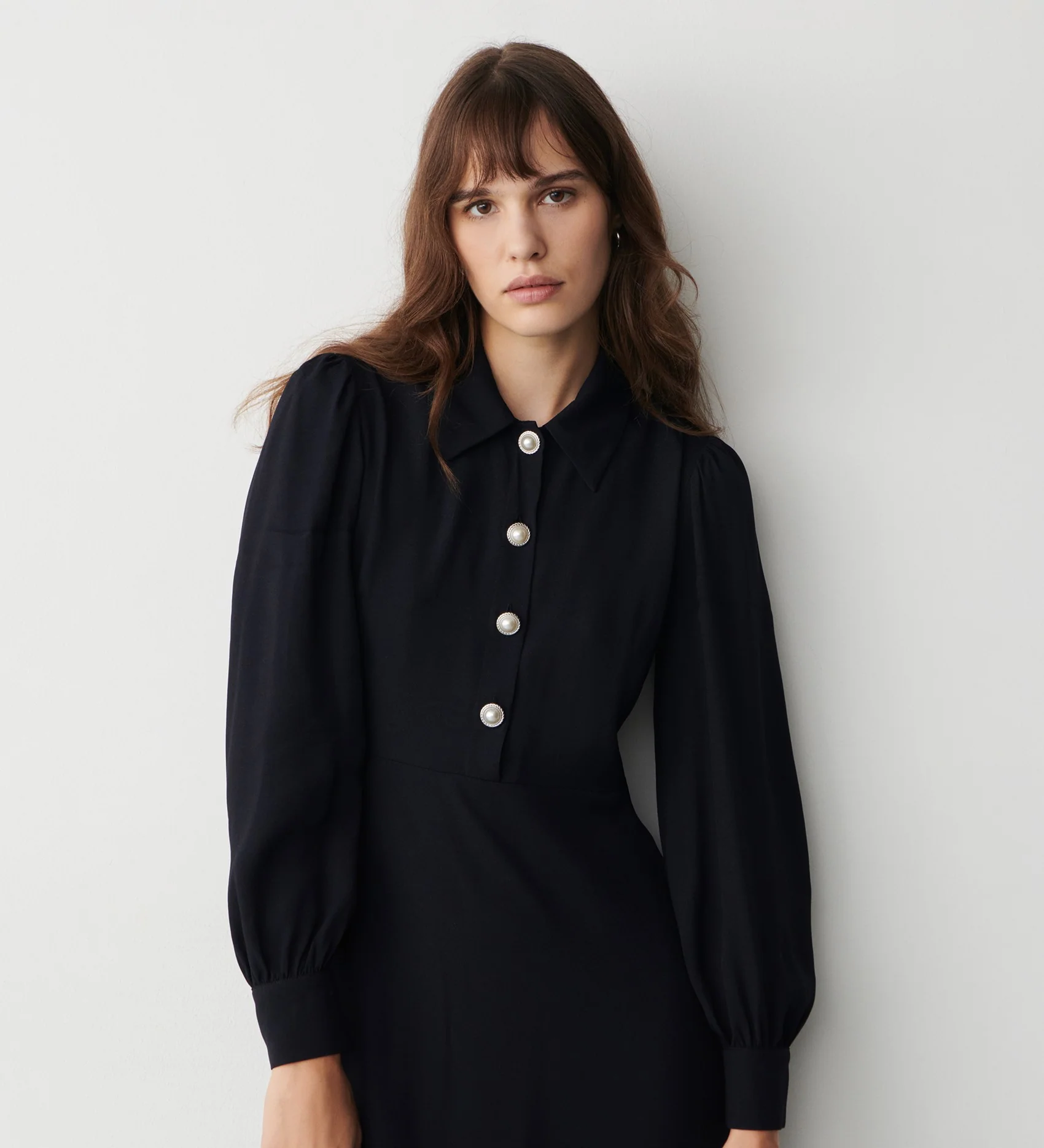 Rosa Navy Crepe Midi Dress - Image 2