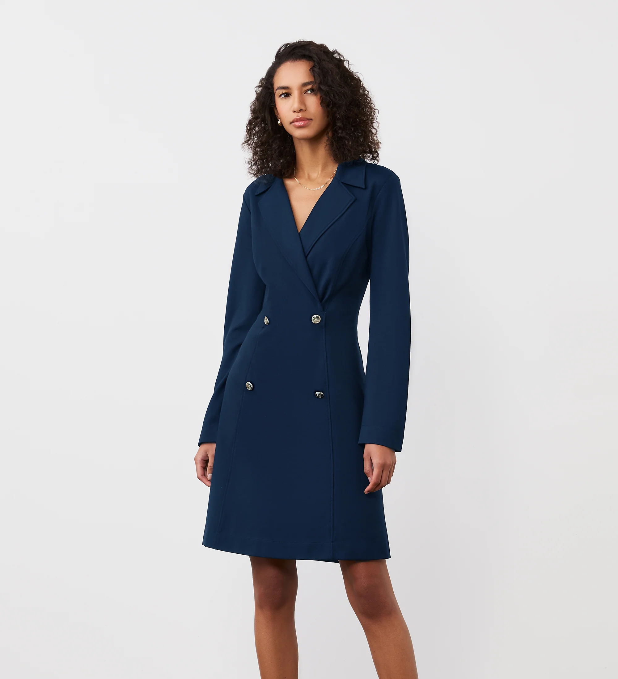 Rosita Navy Ponte Midi Dress - Image 2