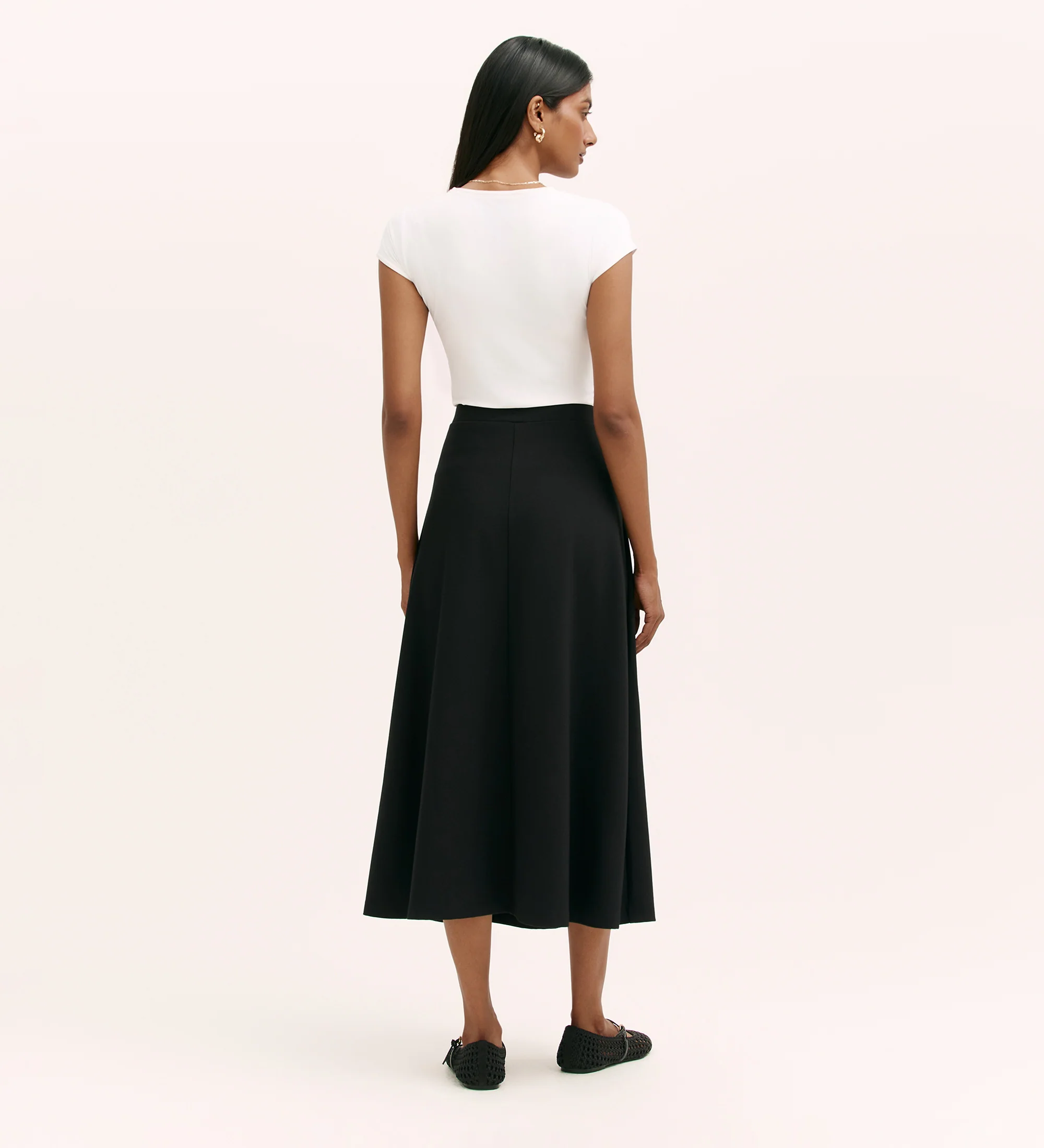 Ruth Black Ponte Jersey Midi Skirt - Image 4