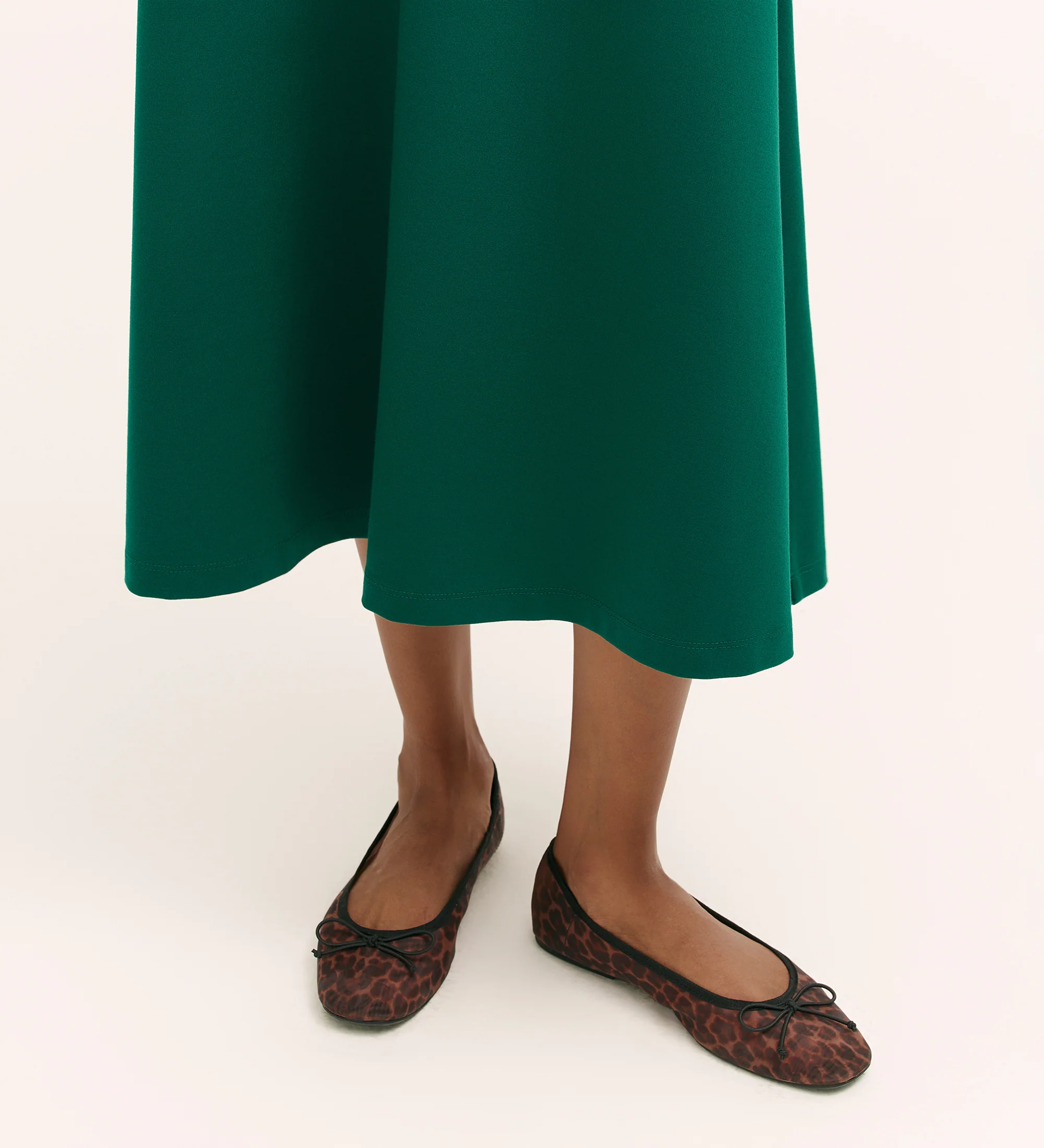 Ruth Bottle Green Ponte Jersey Midi Skirt - Image 3