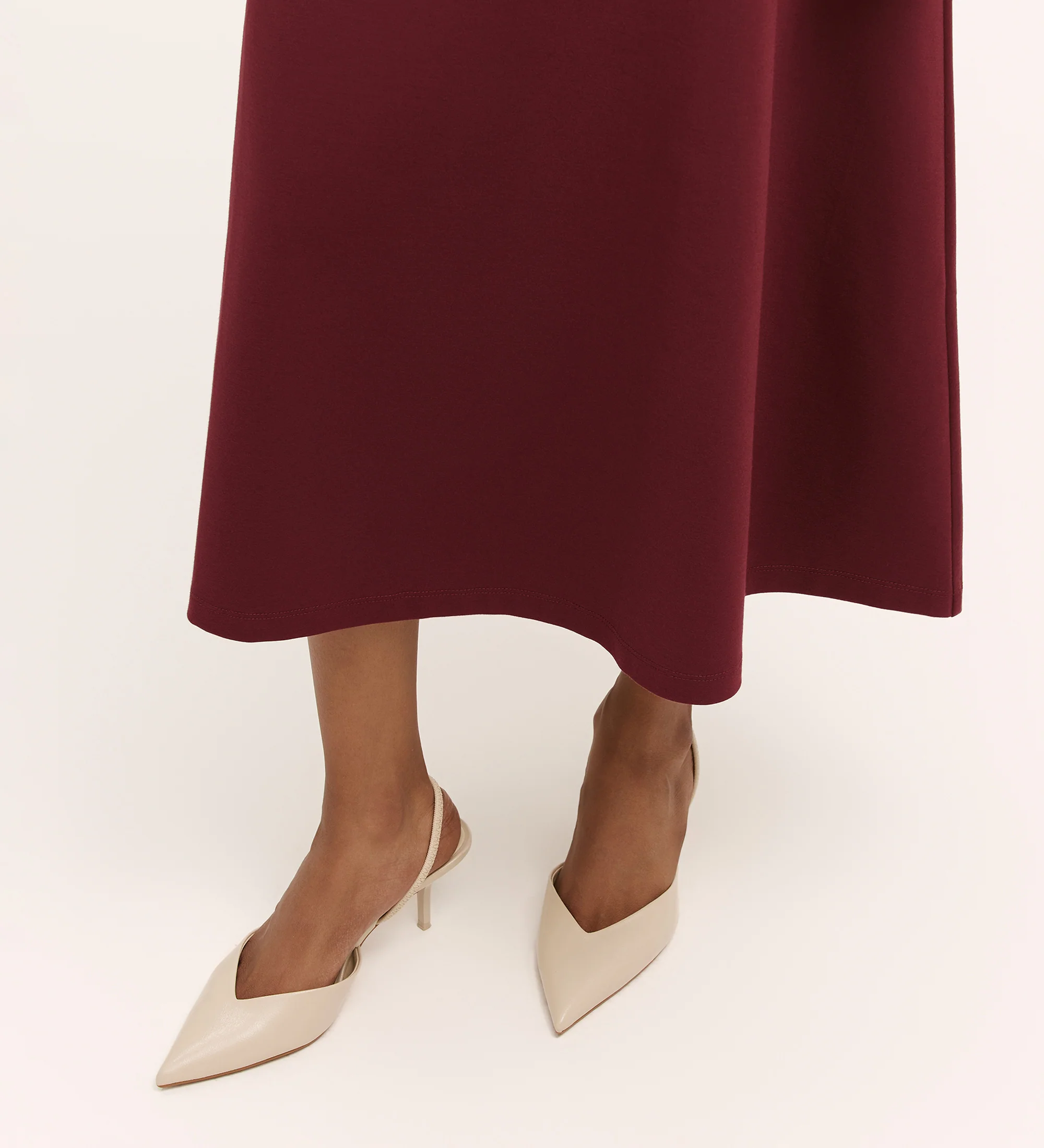 Ruth Burgundy Ponte Jersey Midi Skirt - Image 3