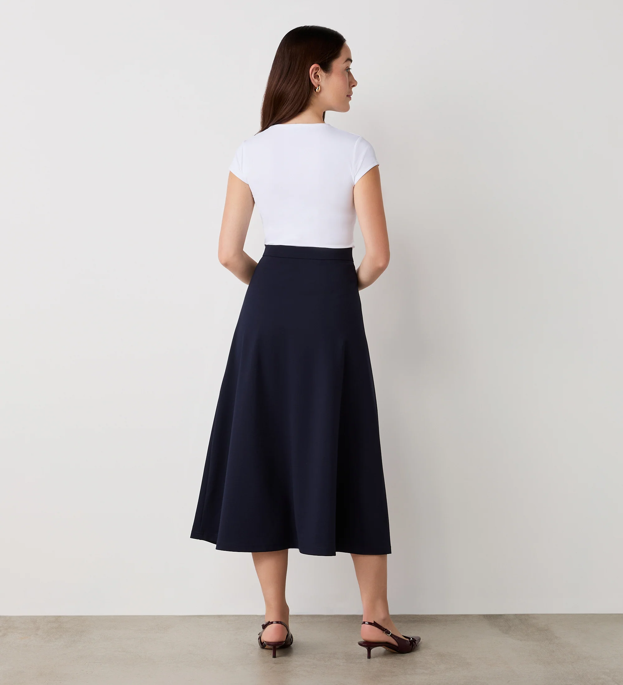 Ruth Navy Ponte Jersey Midi Skirt - Image 4