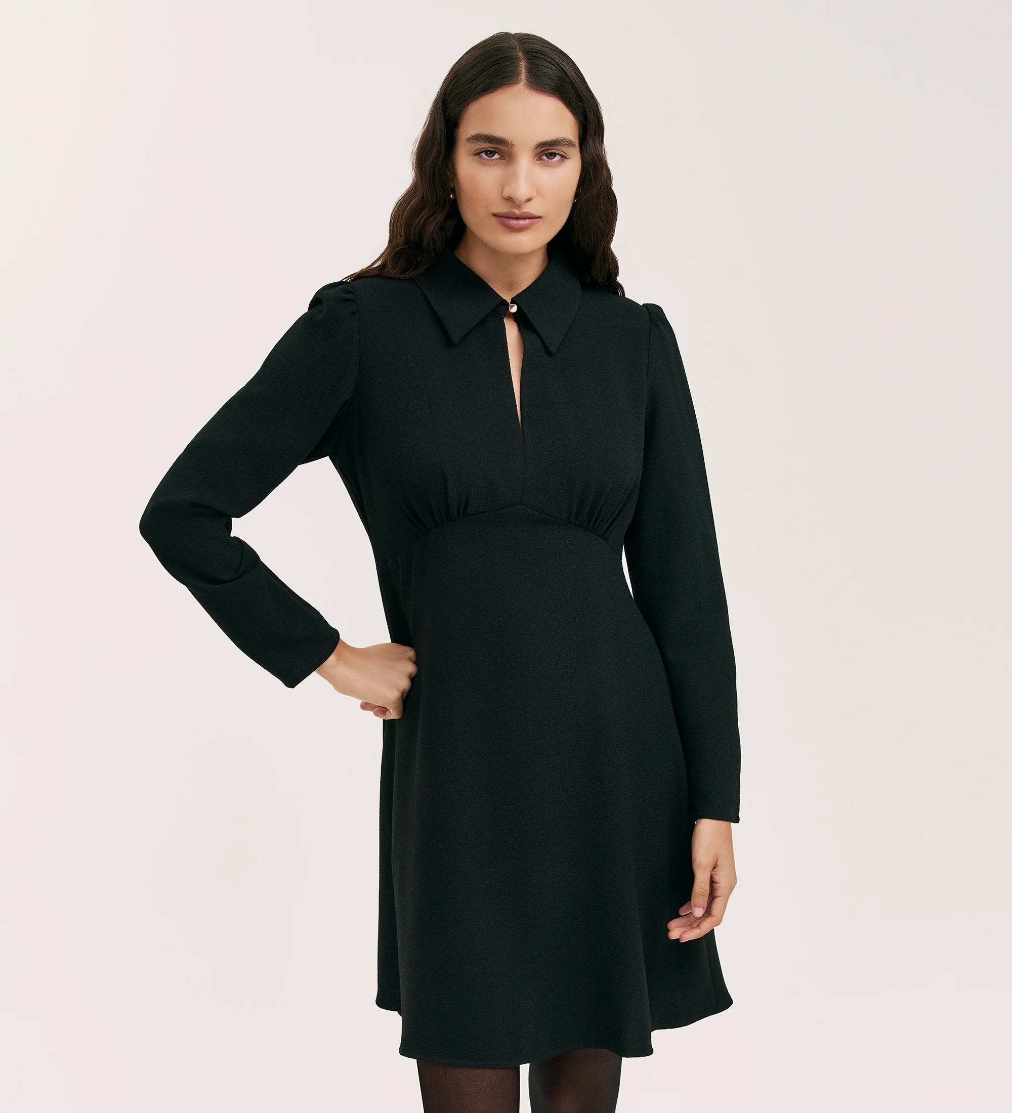 Sabine Black Crepe Short Dress - Image 3
