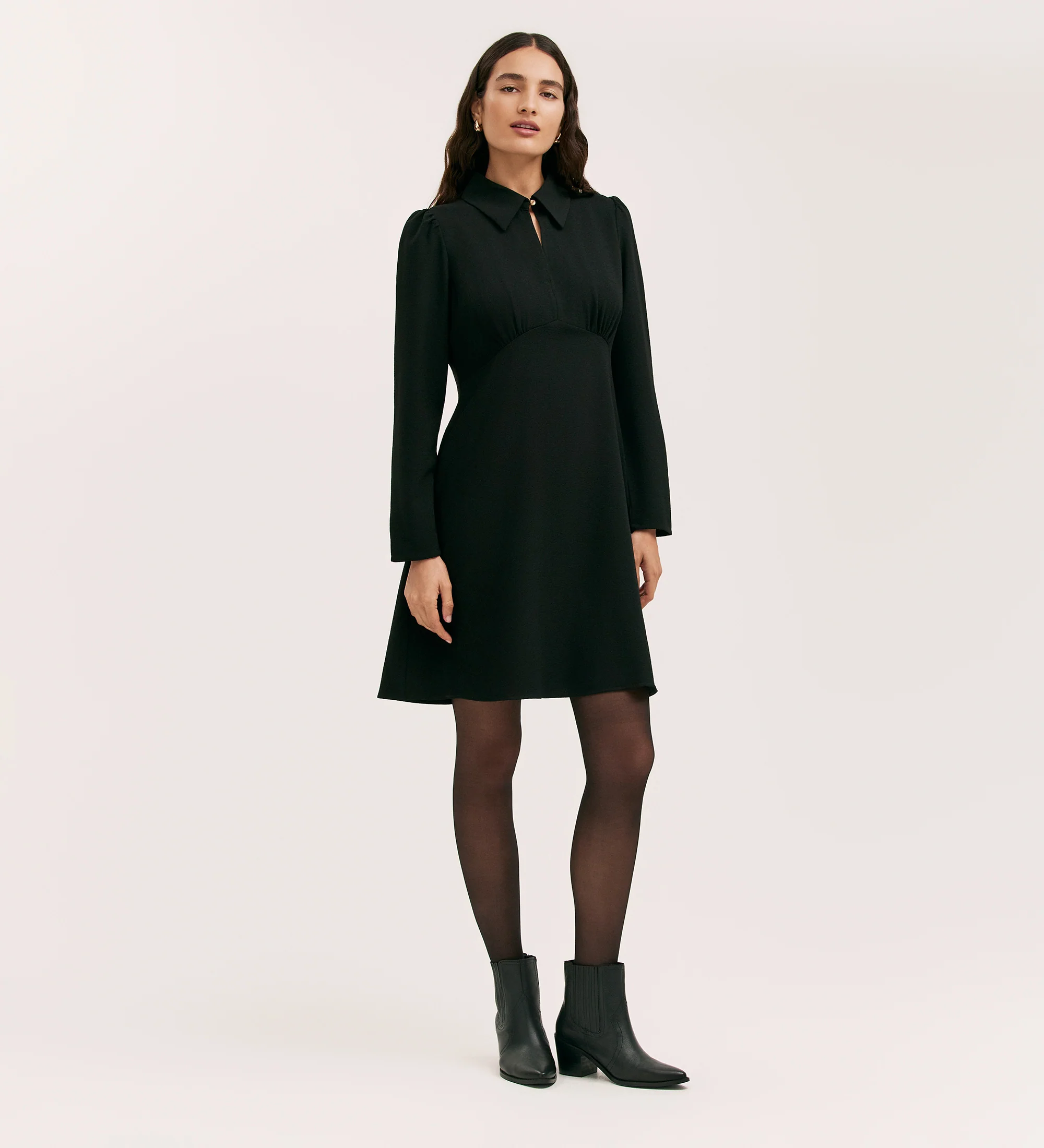Sabine Black Crepe Short Dress - Image 4
