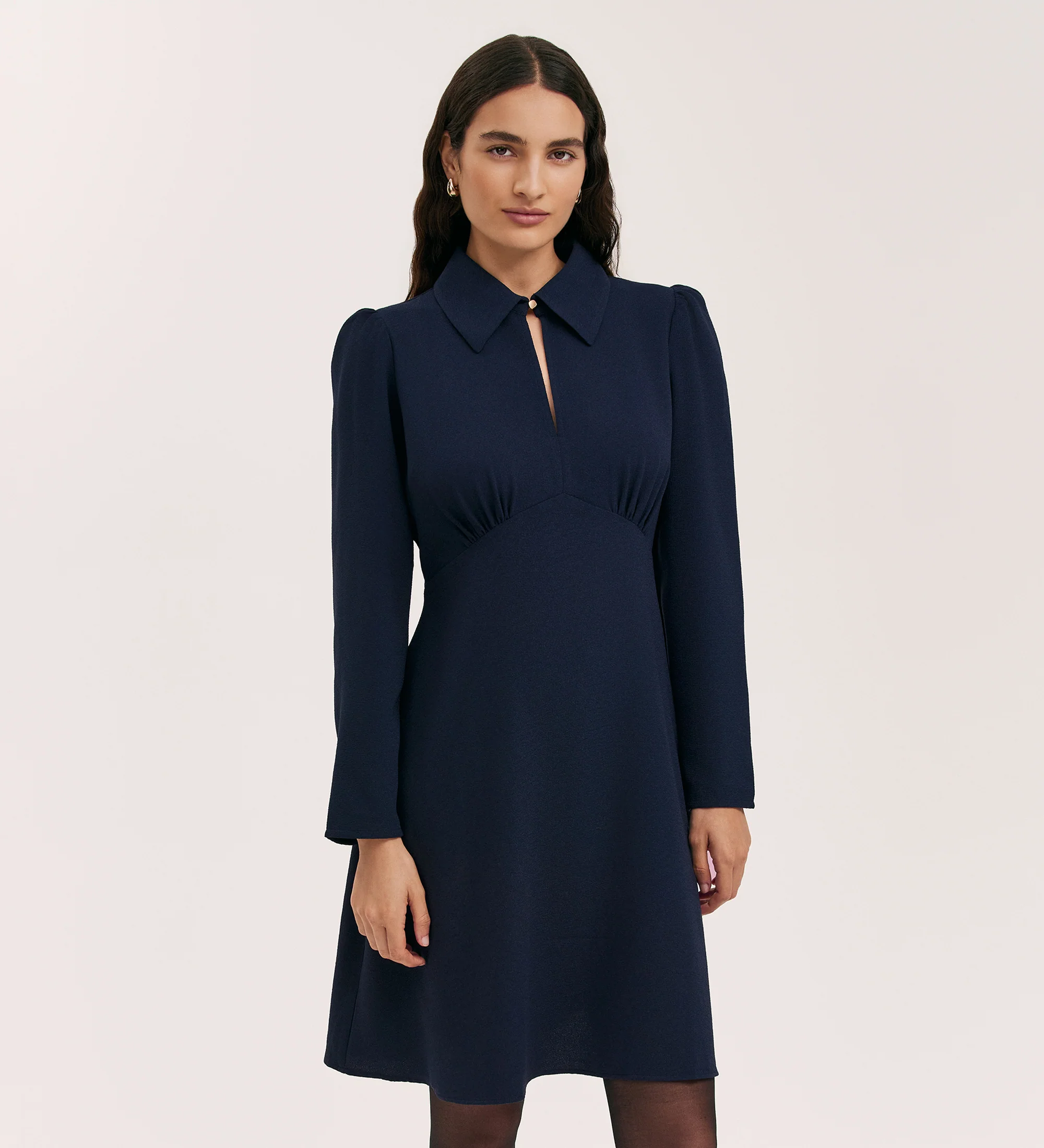 Sabine Navy Crepe Short Dress - Image 3