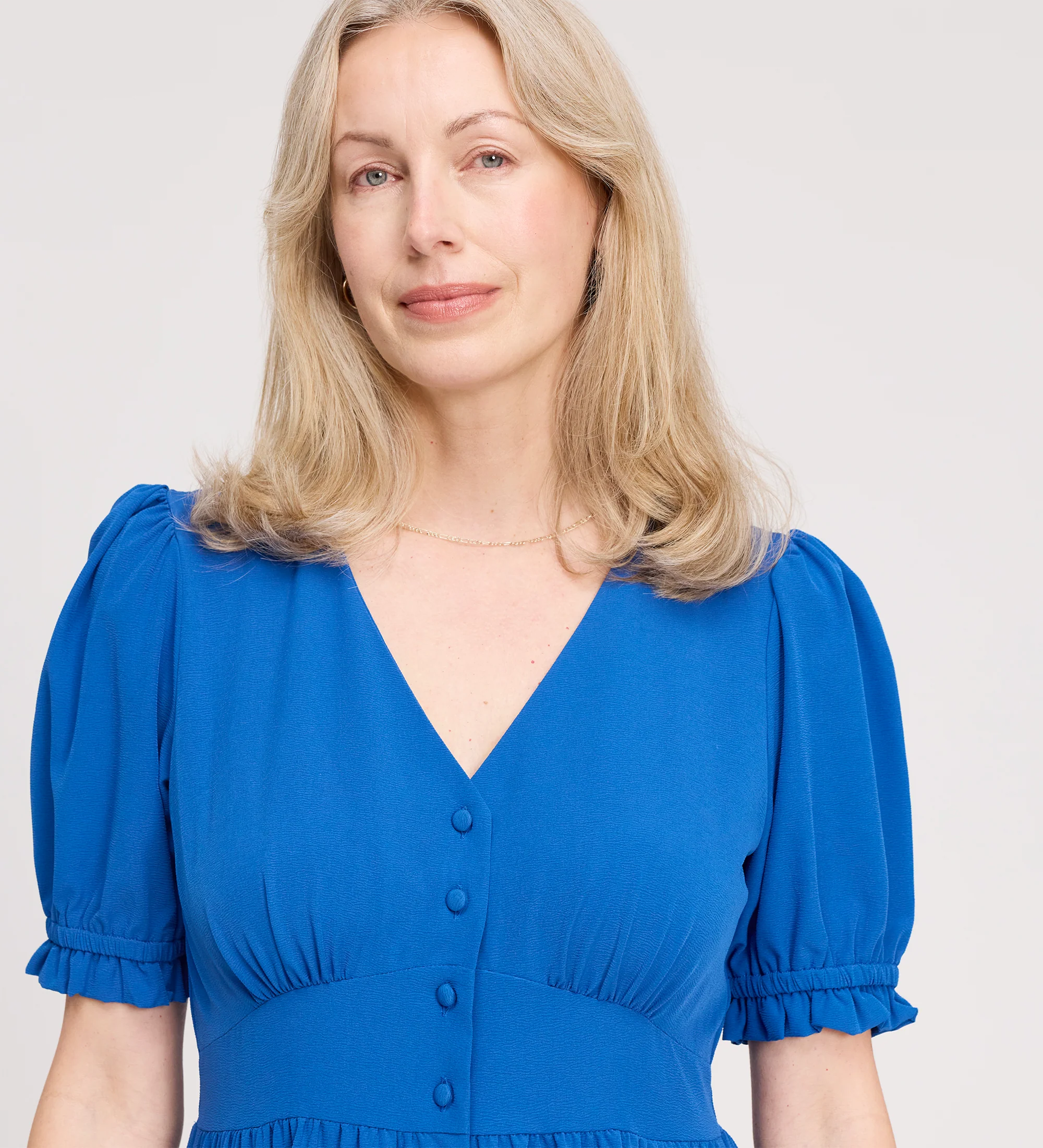 Samantha Cobalt Button Through Midi Dress - Image 2