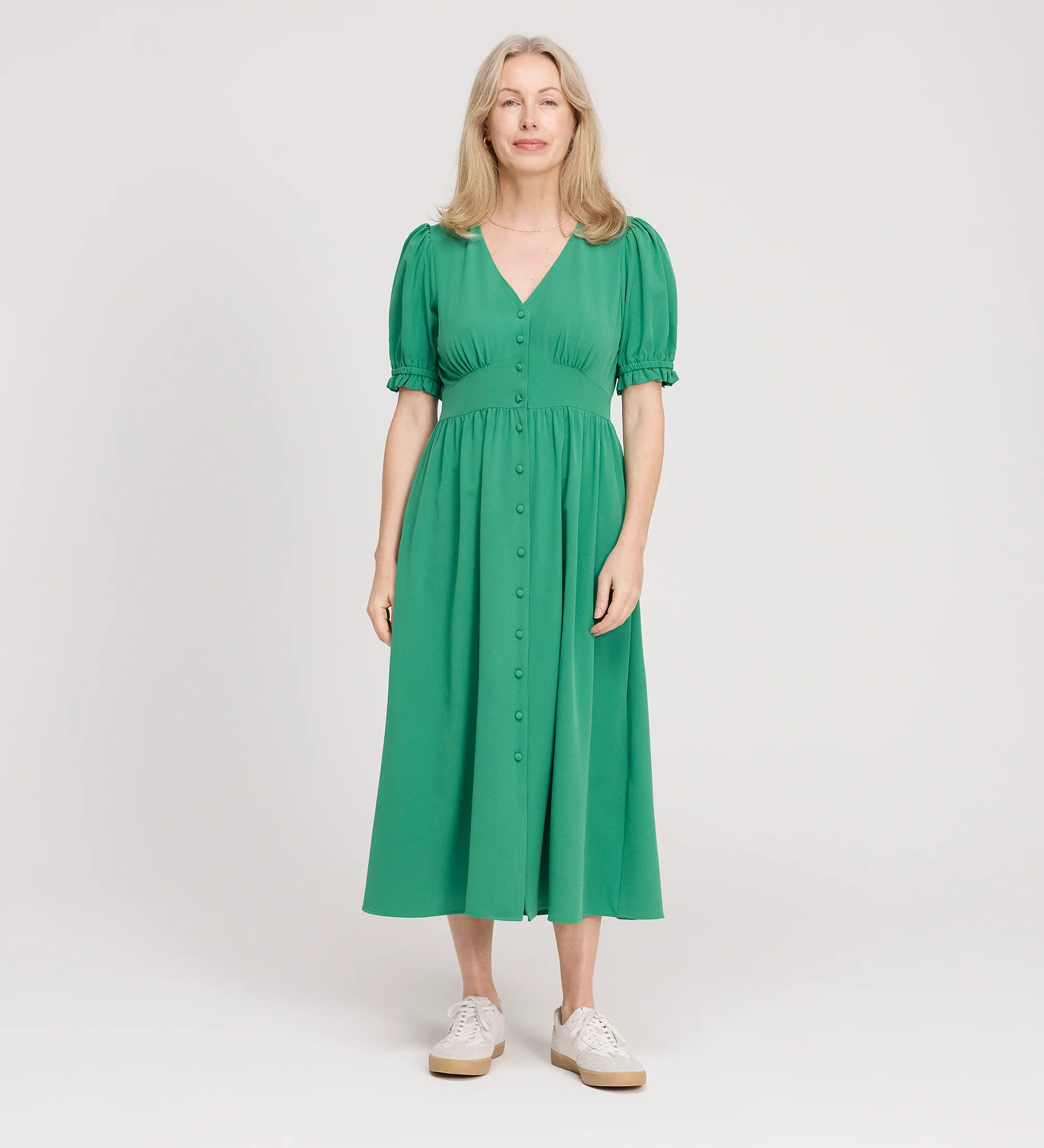 Samantha Green Button Through Midi Dress - Image 4
