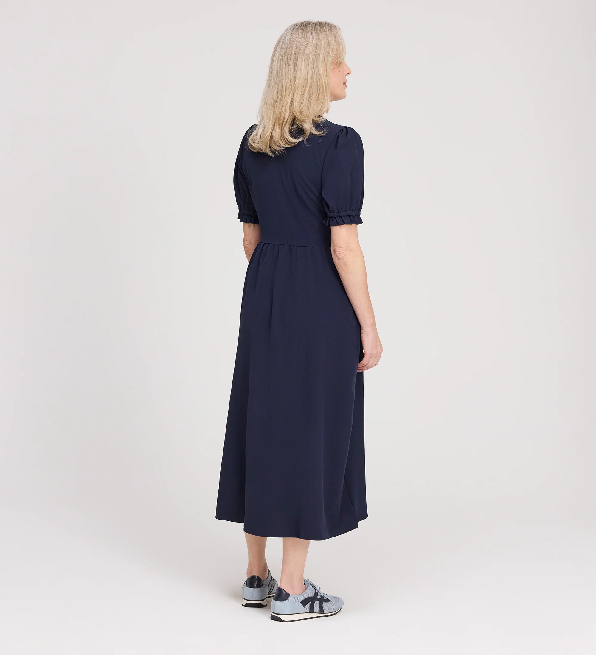 Samantha Navy Button Through Midi Dress - Image 5