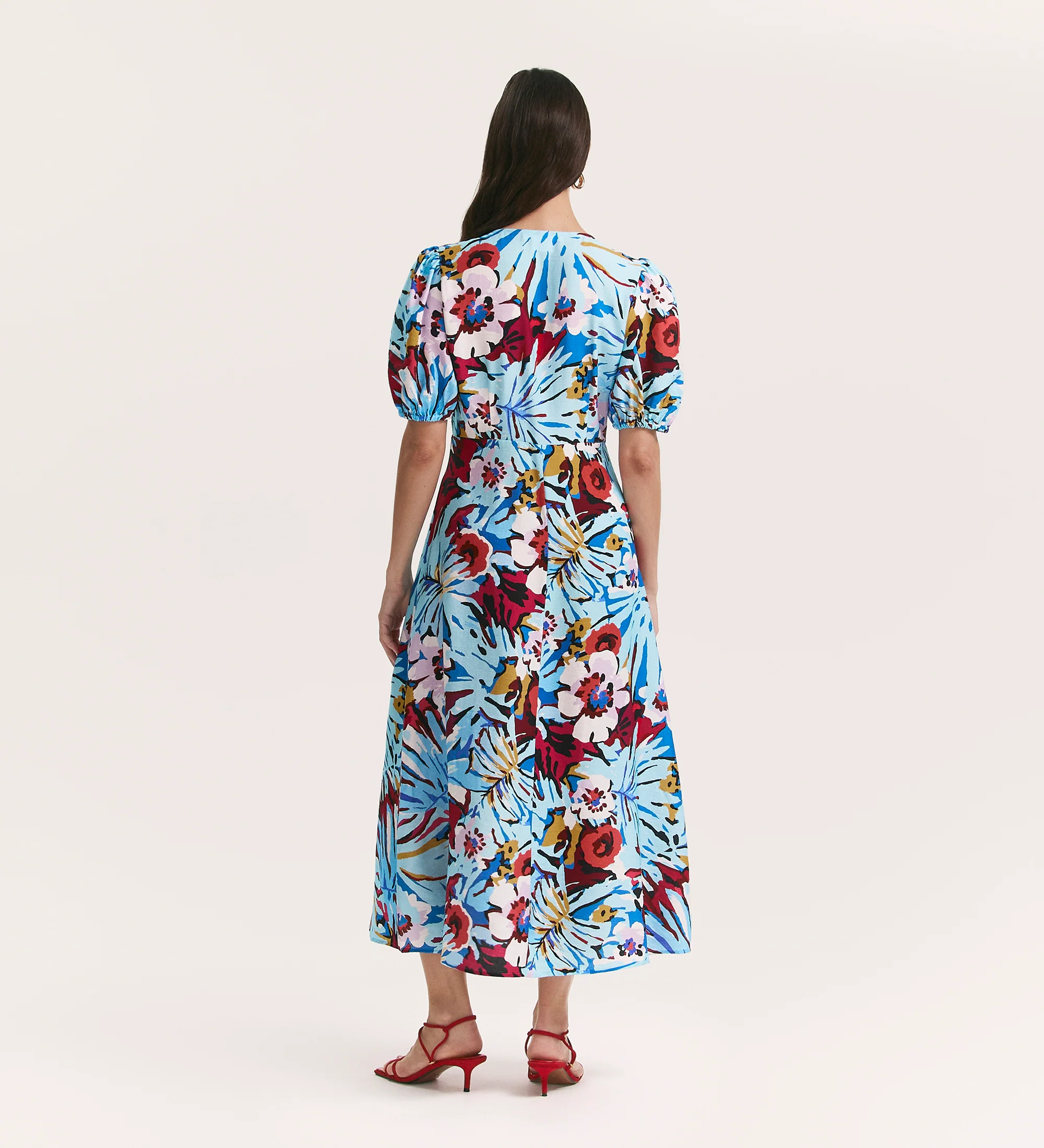 Sarah Aqua Floral Midi Dress - Image 4