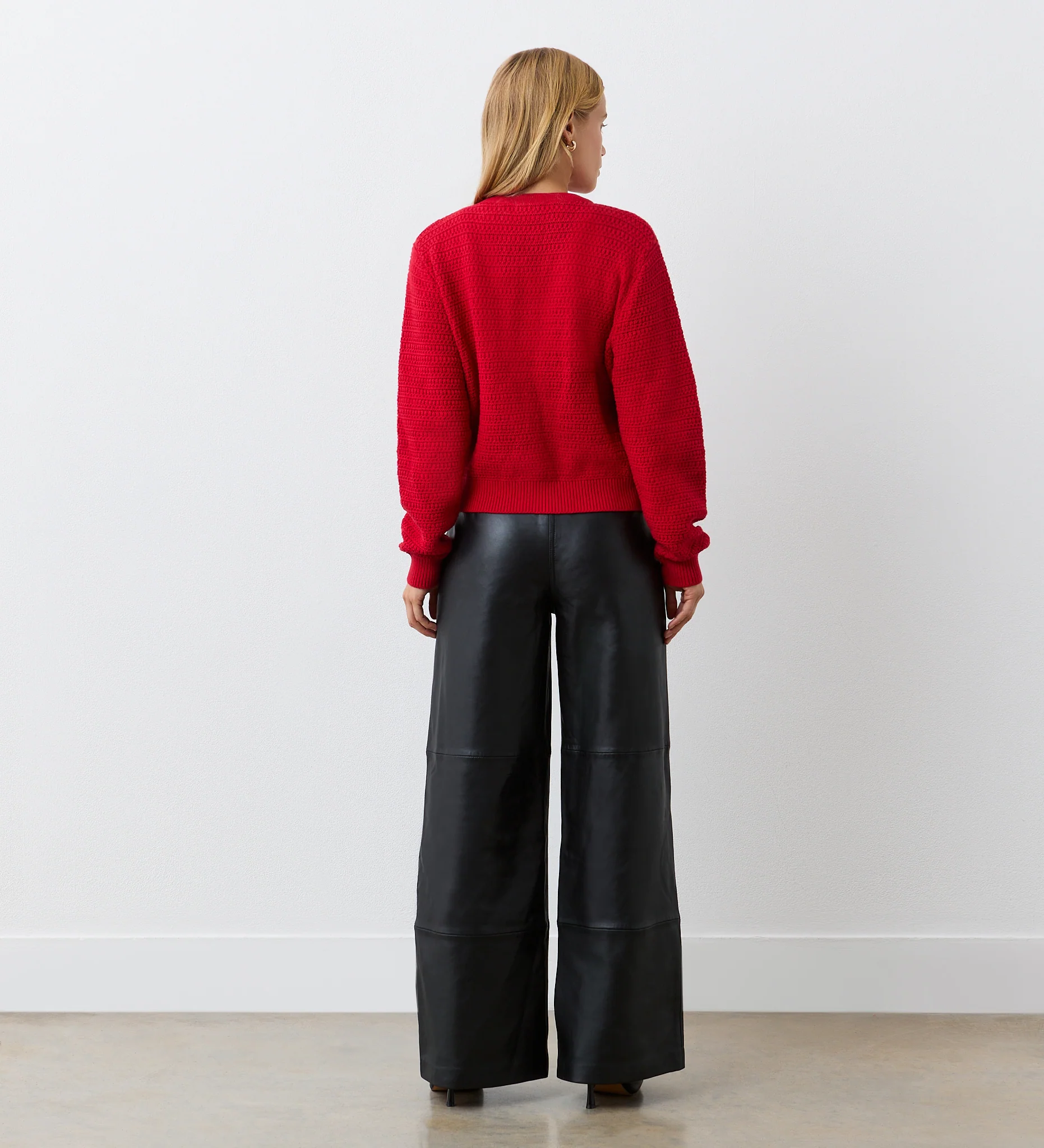 Saskia Red Button Up Cotton Cardigan - Image 4