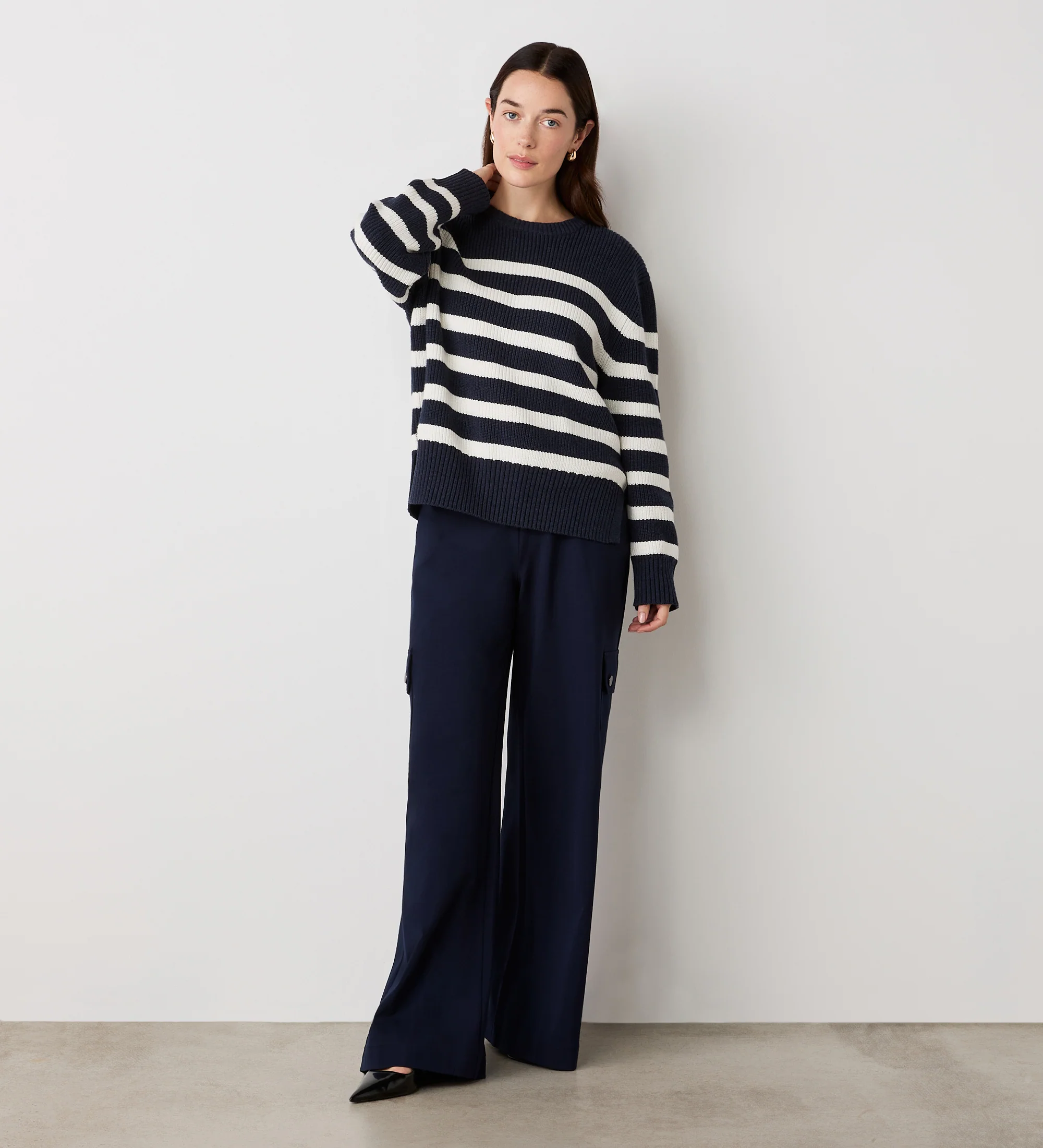 Serena Ivory Striped Knitted Jumper - Image 2