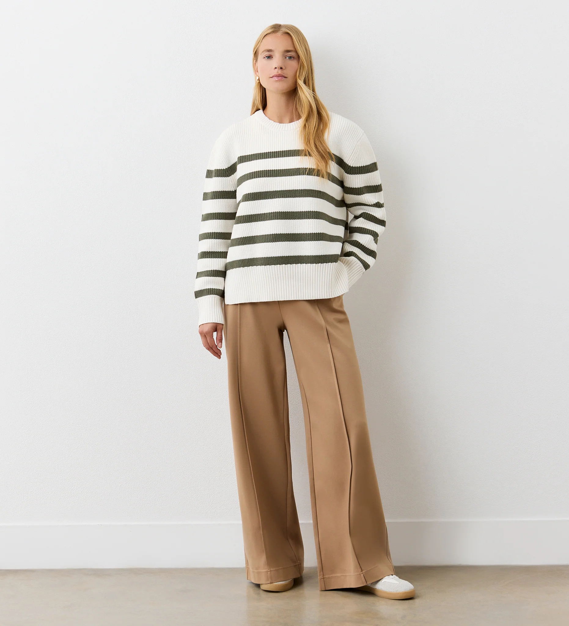Serena Khaki Stripe Knitted Sweater - Image 2