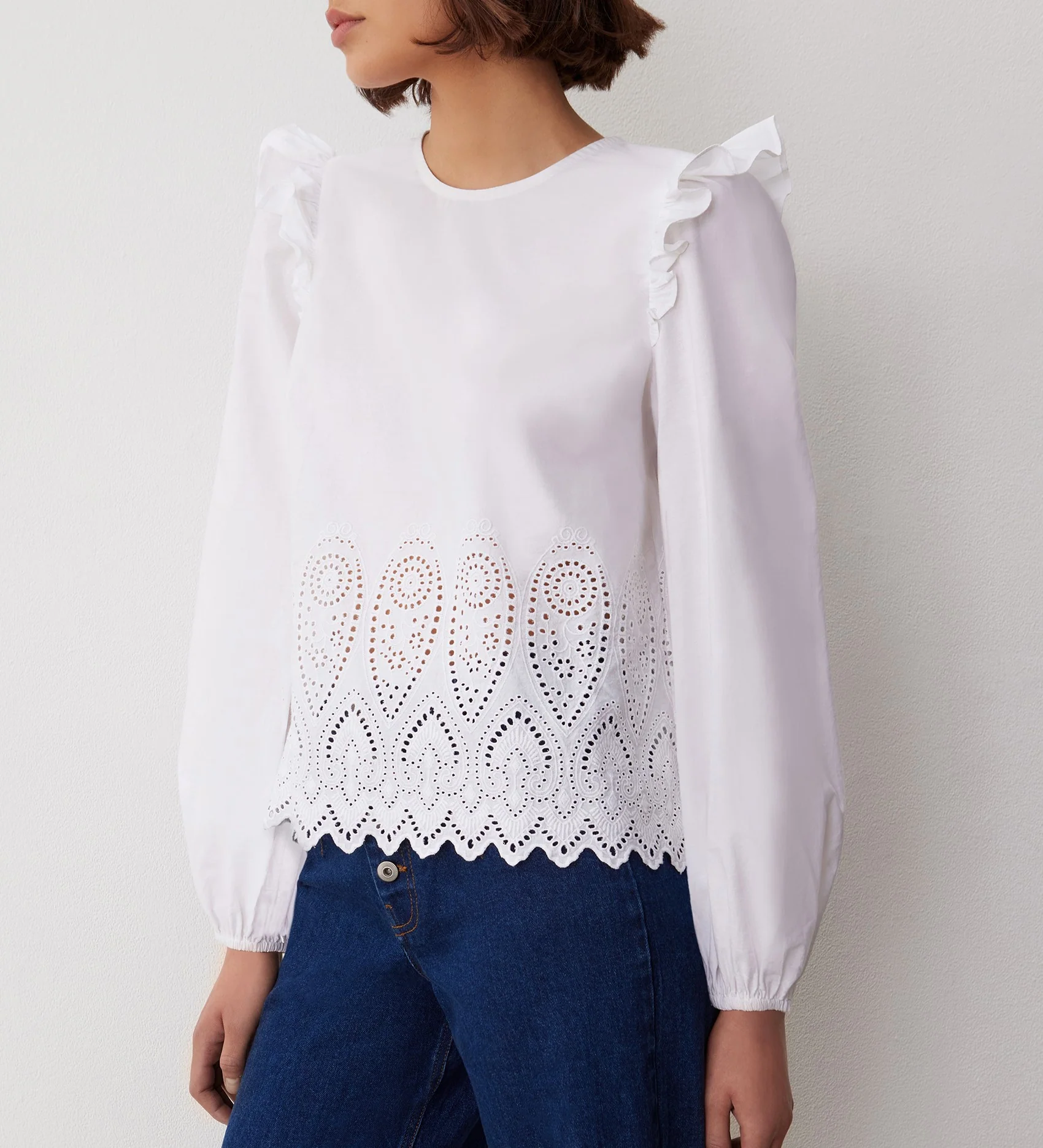 Serena White Broderie Anglaise Cotton Blouse - Image 4