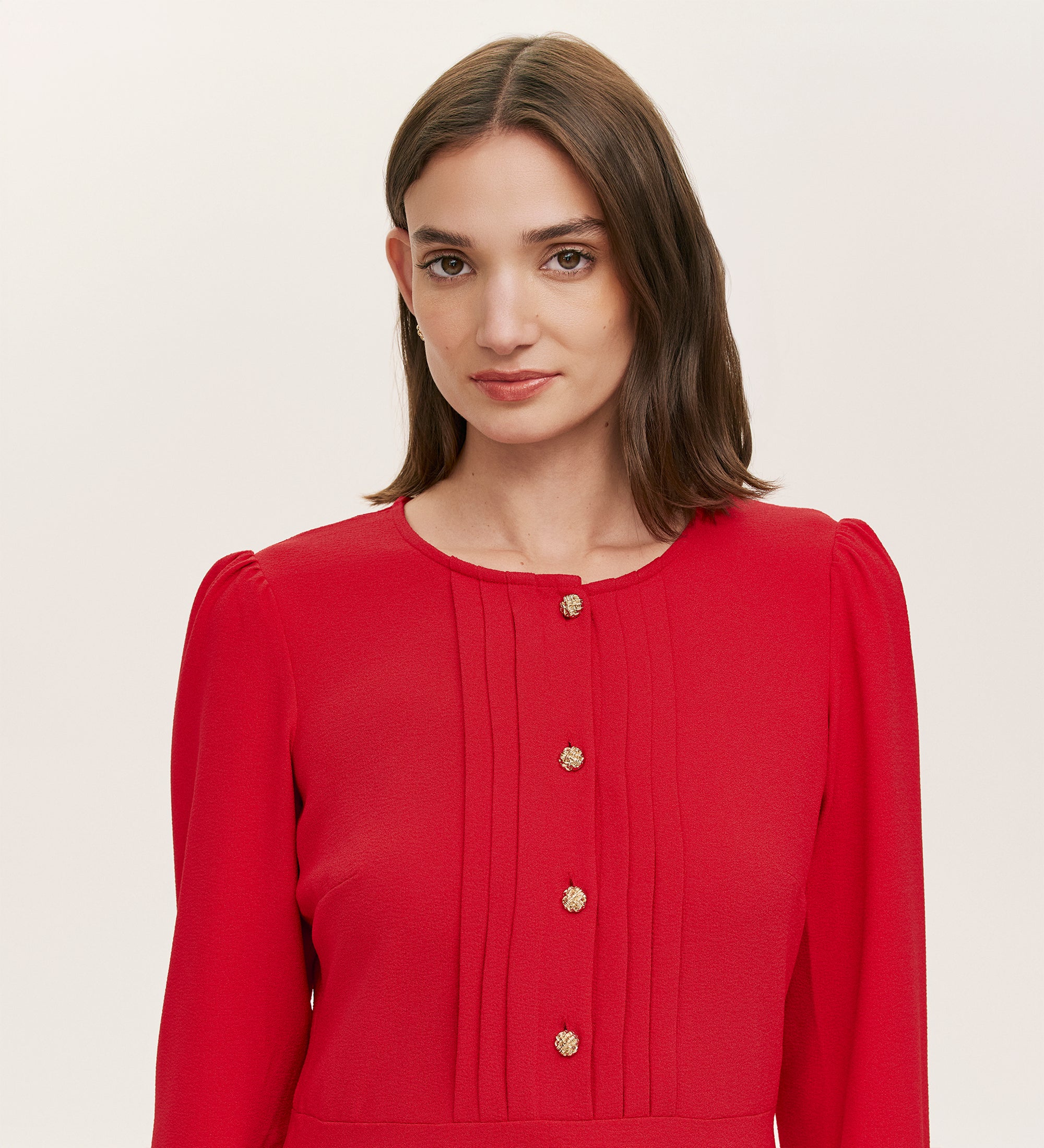 Shauna Red Crepe Short Dress - Image 3
