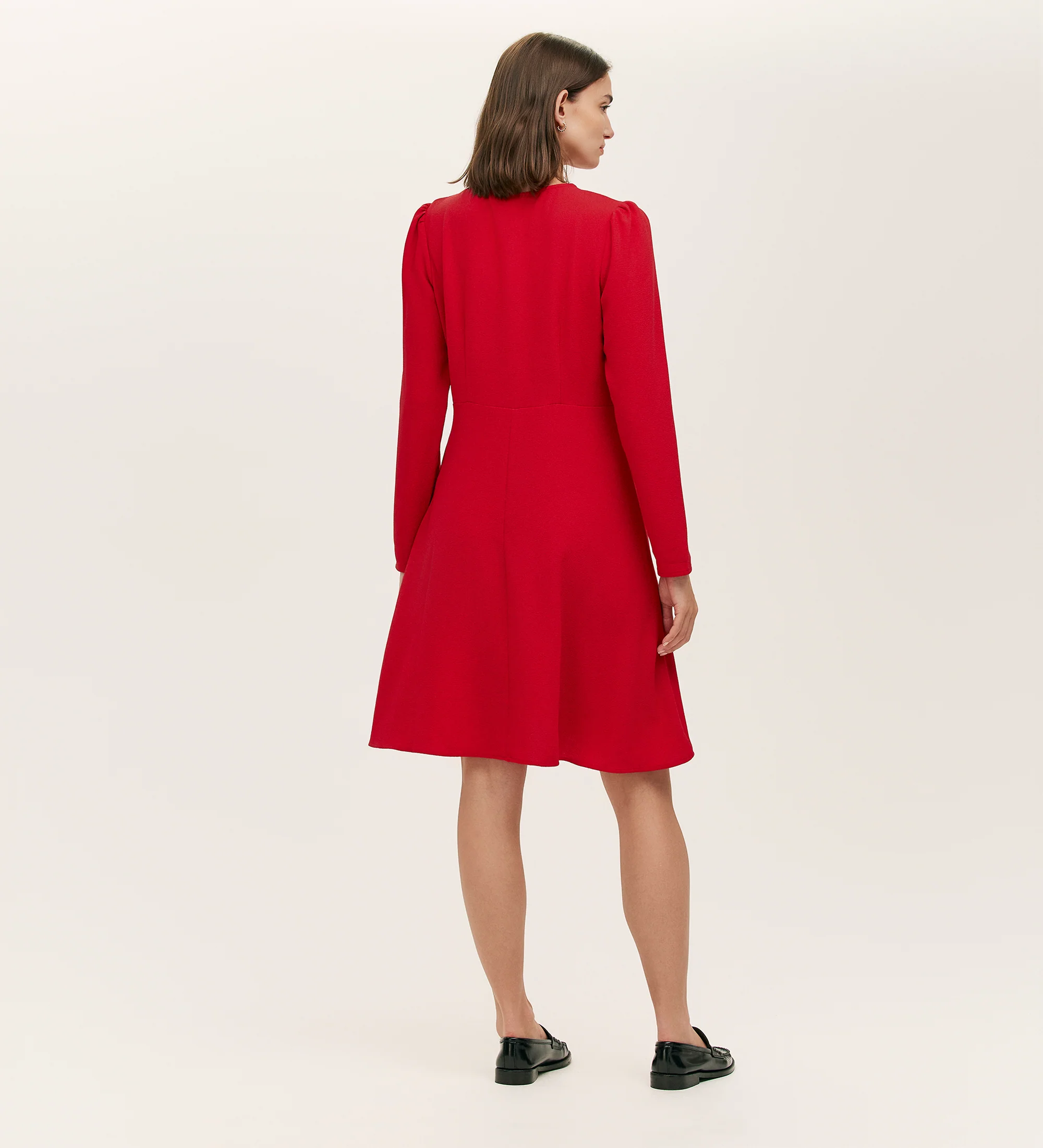 Shauna Red Crepe Short Dress - Image 4