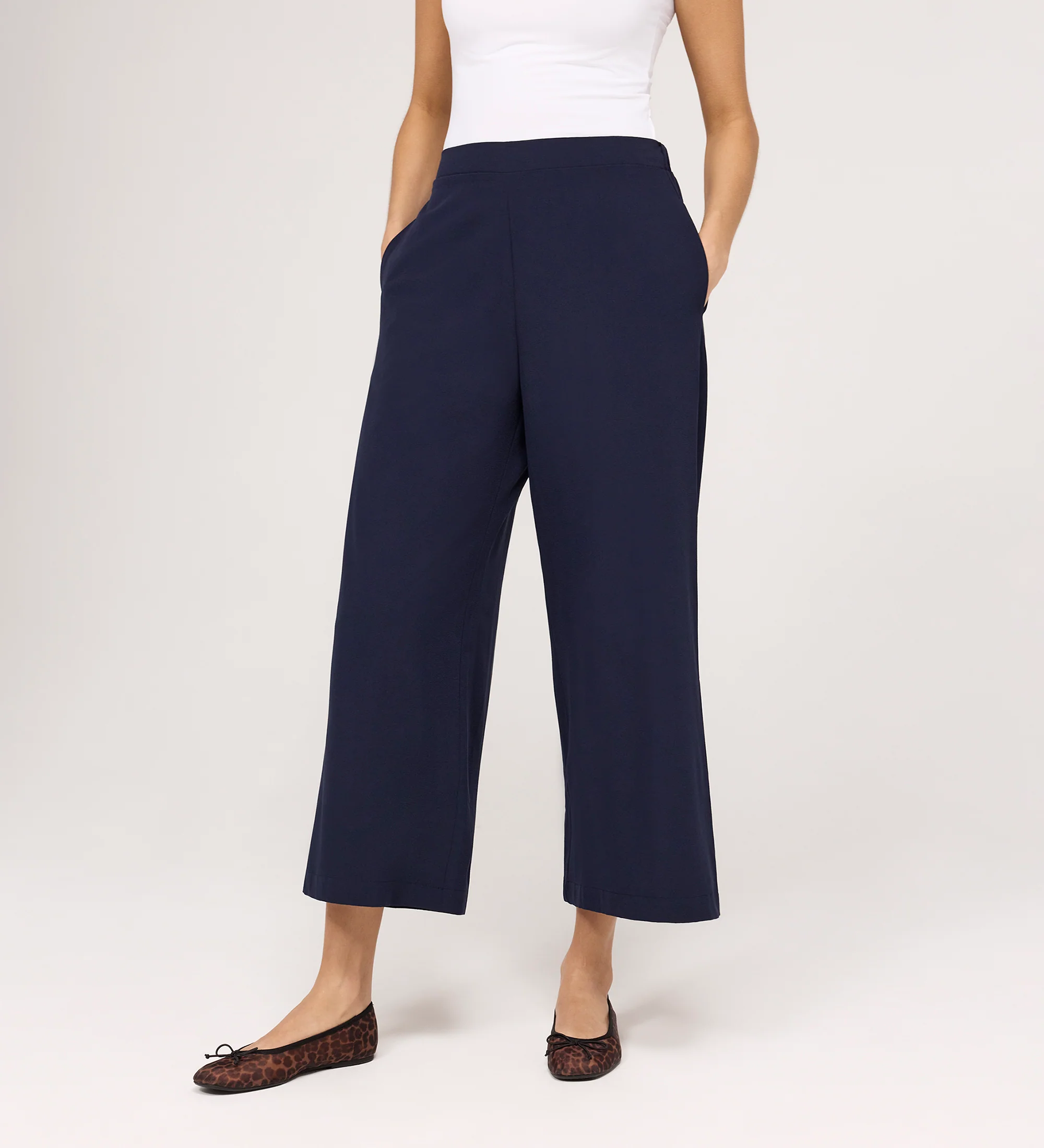 Simone Navy Wide Leg Trousers - Image 2