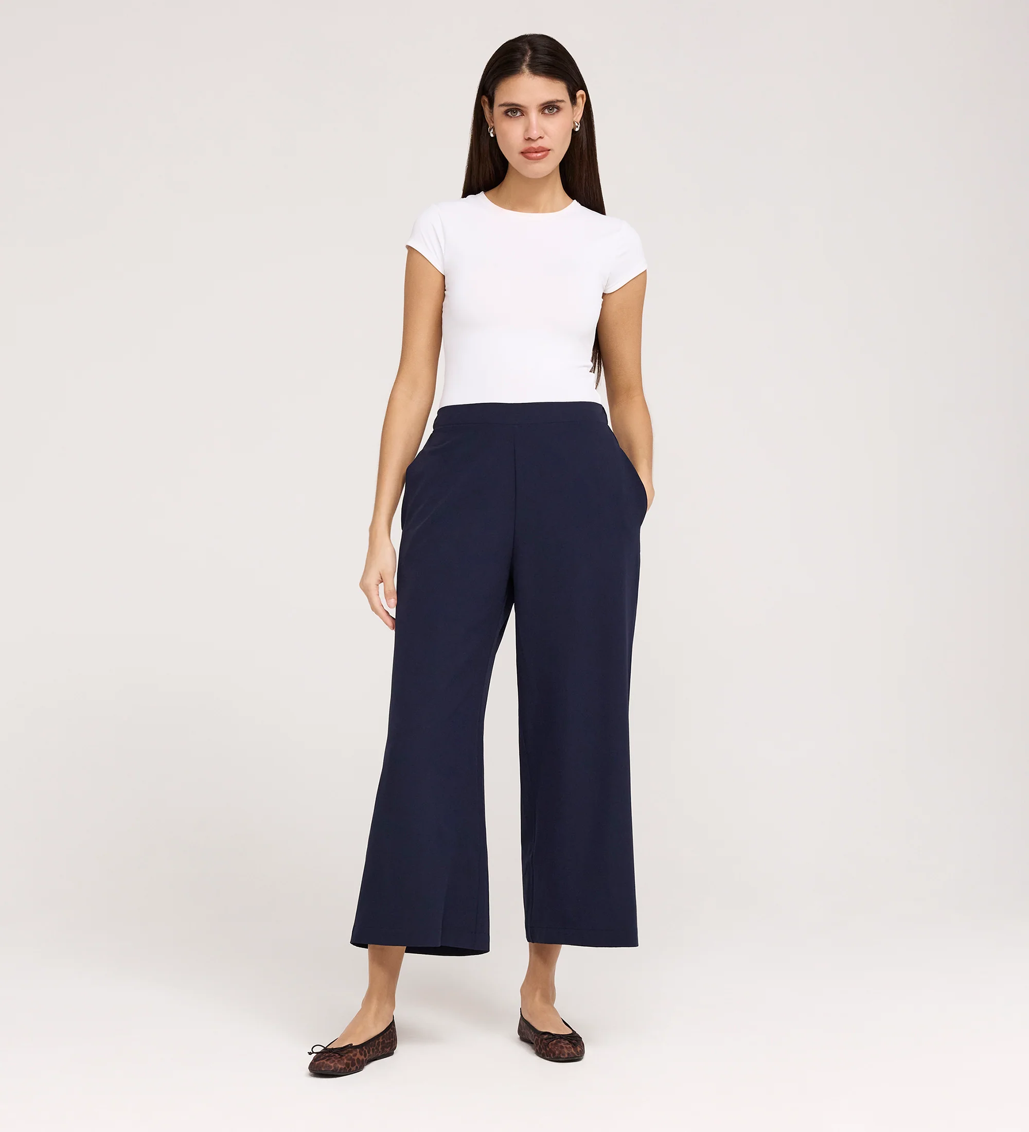 Simone Navy Wide Leg Trousers - Image 4