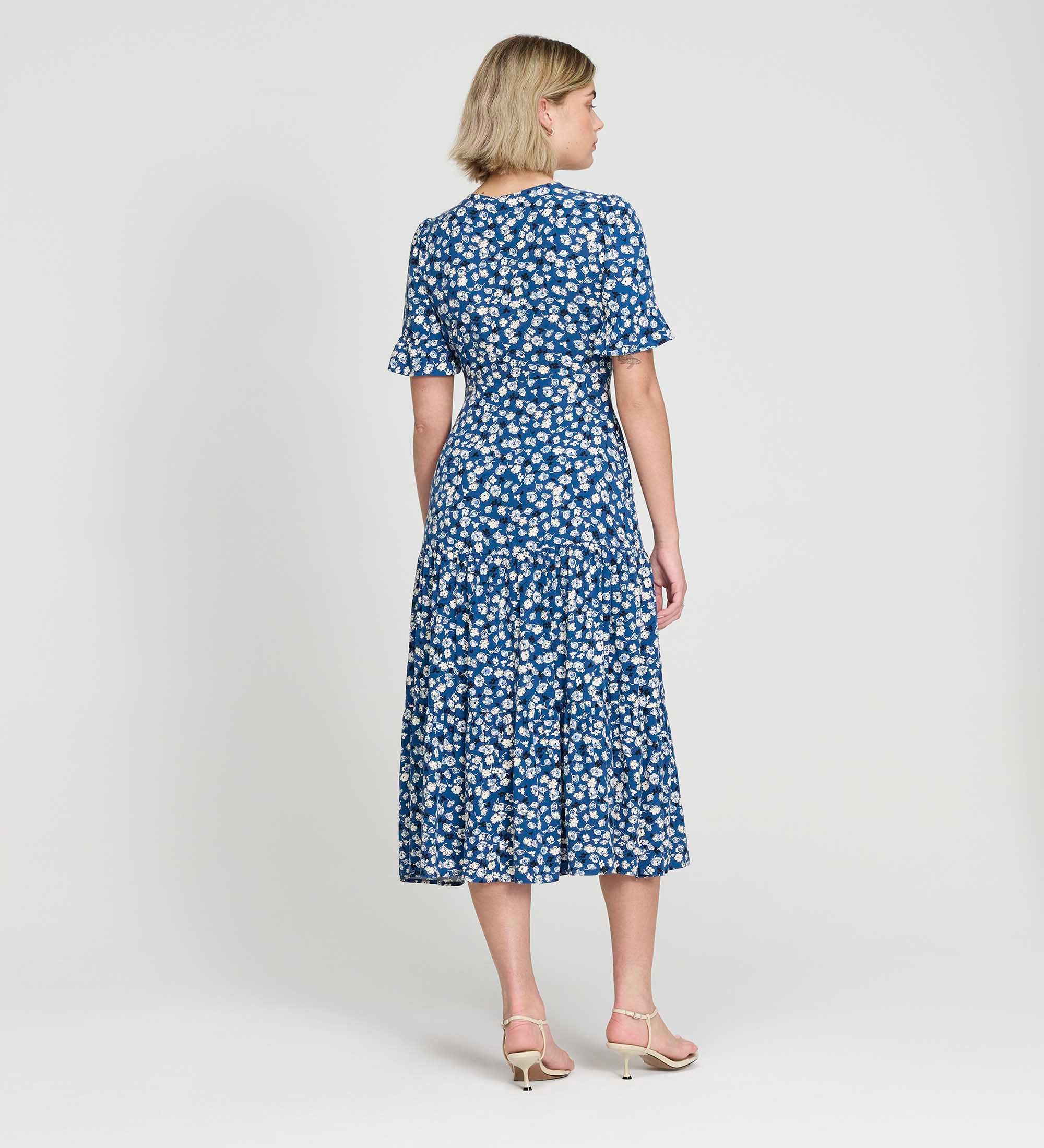 Sinead Navy Ditsy Tiered Midi Dress - Image 6
