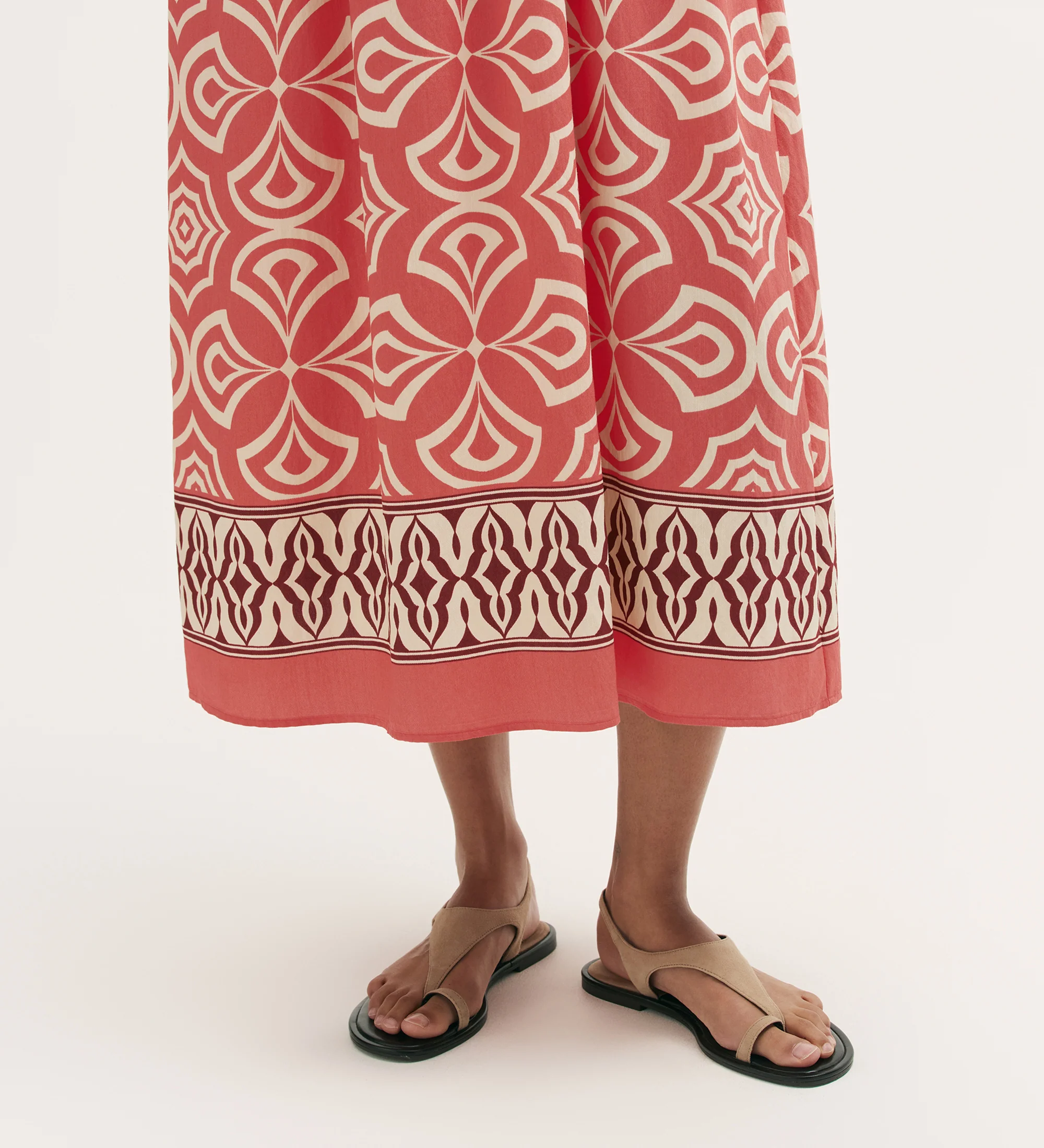 Skylar Coral Mosaic Midi Dress - Image 3