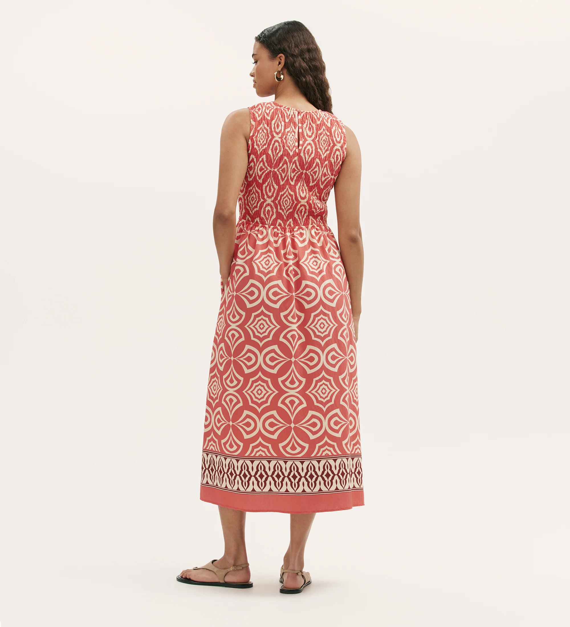 Skylar Coral Mosaic Midi Dress - Image 5