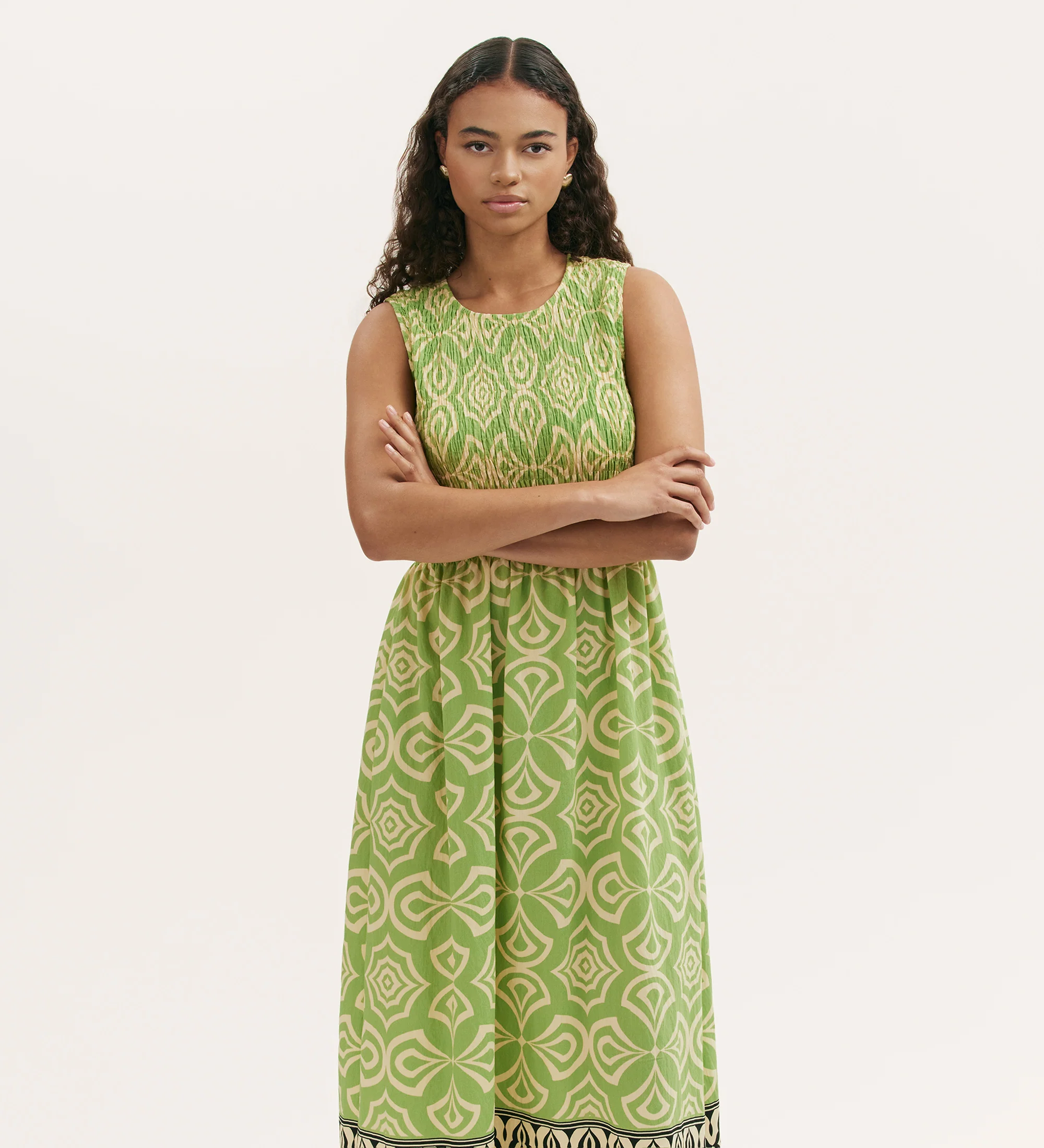 Skylar Lime Mosaic Midi Dress - Image 2