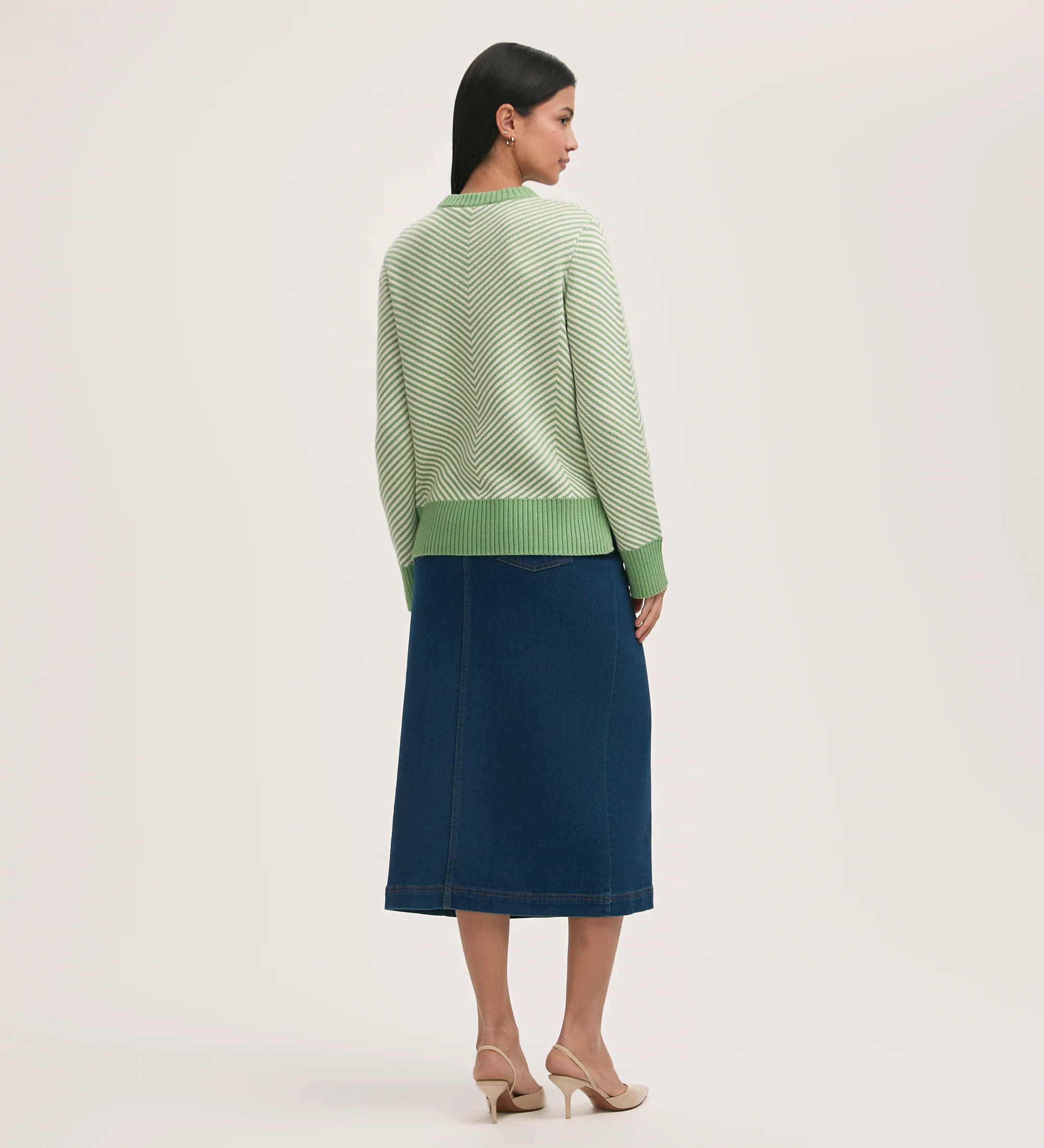Stella Green Chevron Cotton Crew Neck Jumper - Image 4