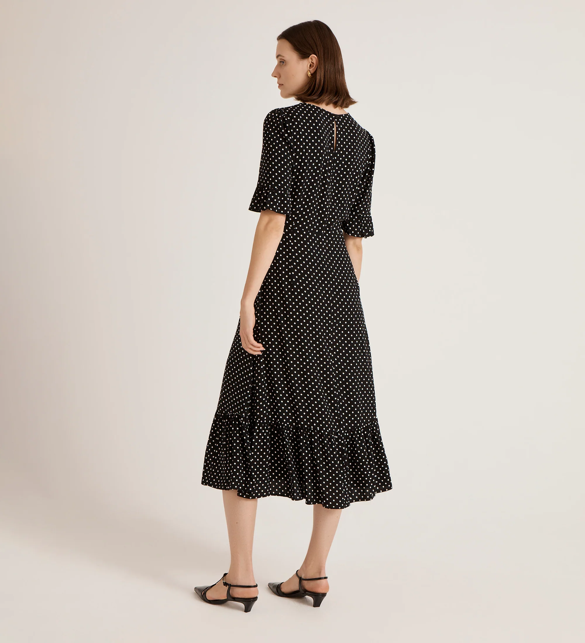 Sylvie Black Spot Midi Tea Dress - Image 4
