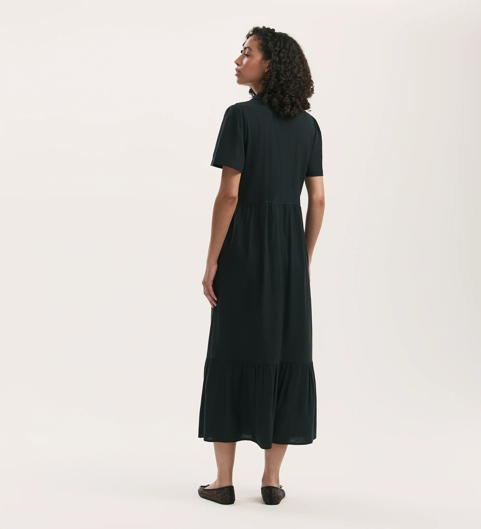 Tania Black Linen Blend Midi Shirt Dress - Image 4