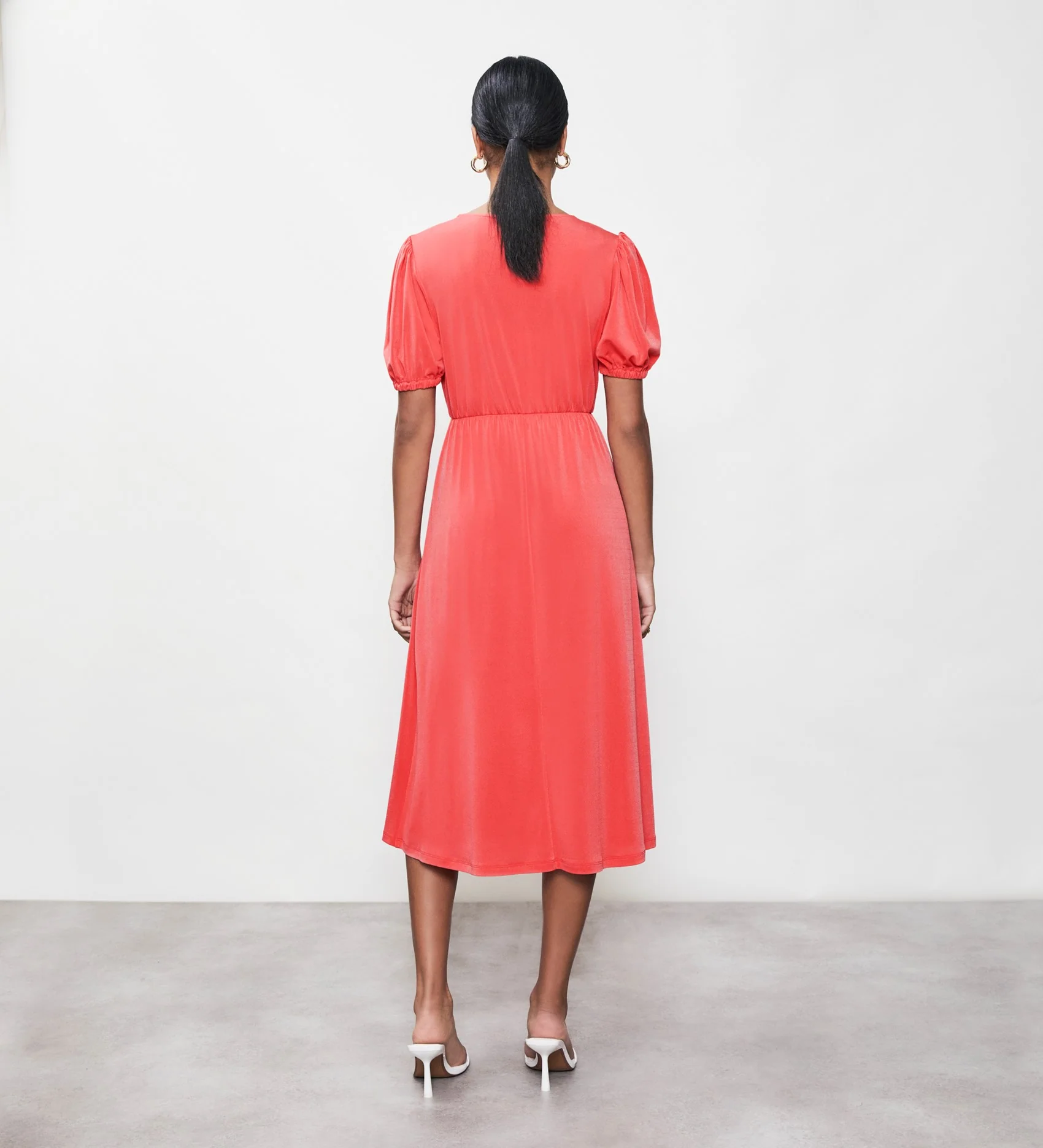 Tanya Coral Jersey Crepe Midi Dress - Image 4