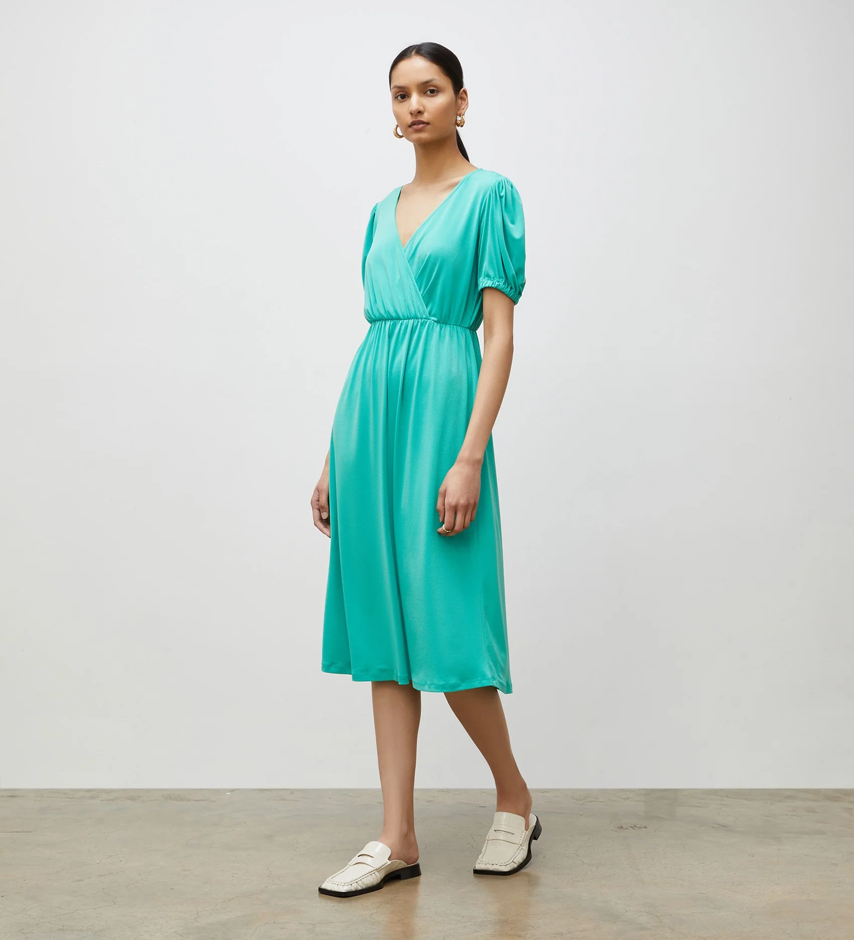 Tanya Green Jersey Crepe Midi Dress - Image 3