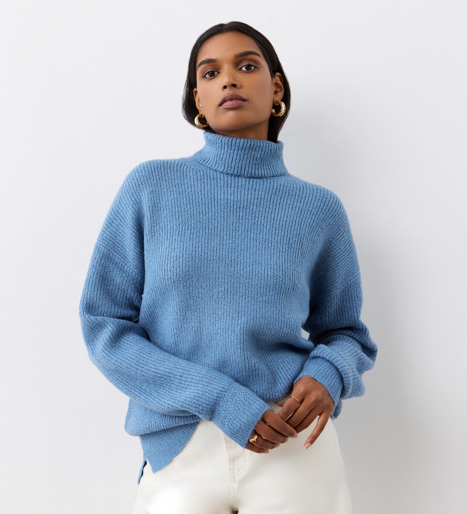 Tillie Blue Roll Neck Jumper - Image 2